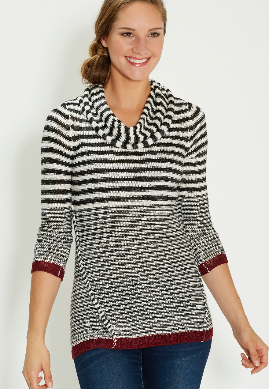 striped sweater with cowl neck | maurices