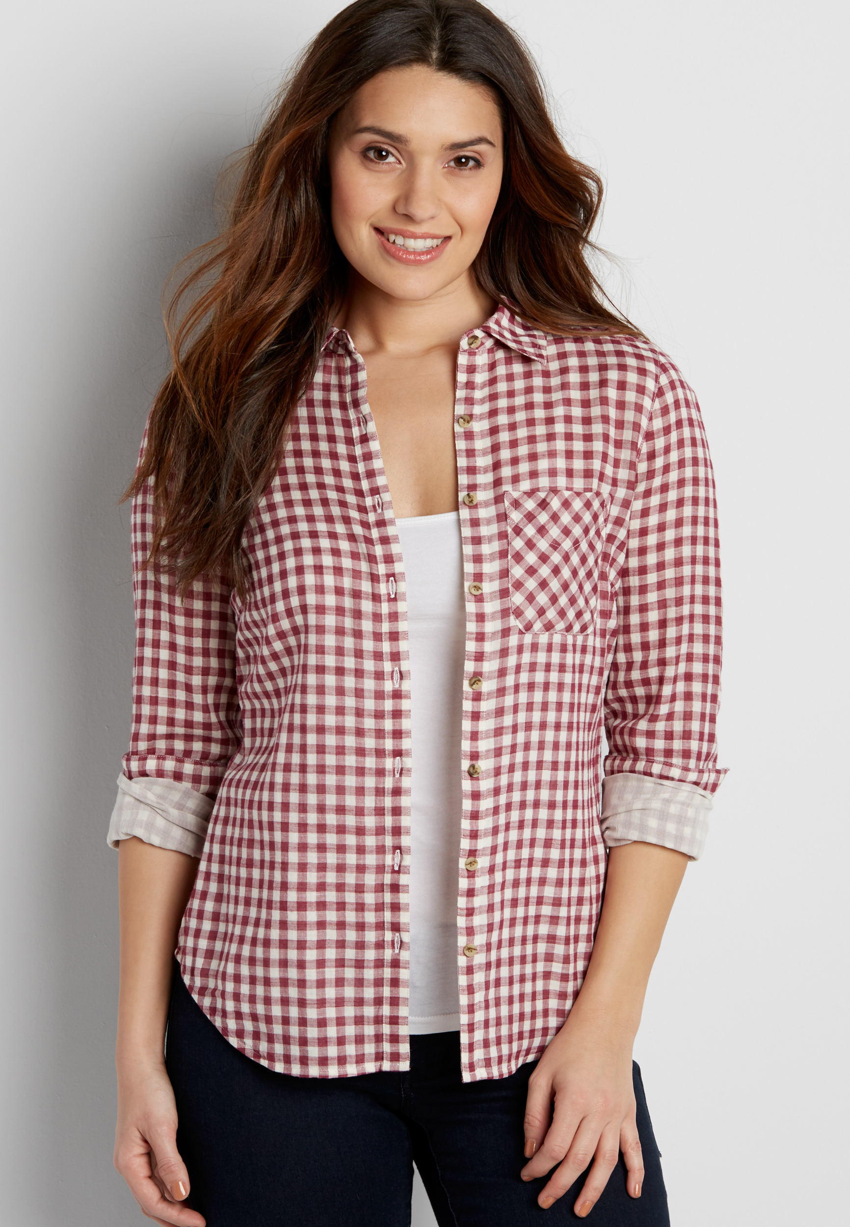 Rtv Button Down Gingham Shirt Maurices