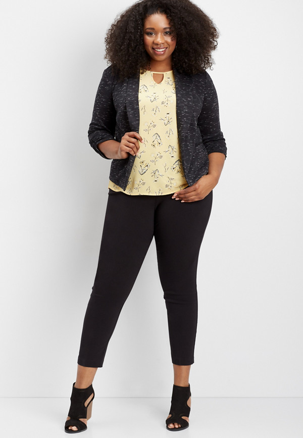 plus size spacedye open blazer with cinch sleeves | maurices