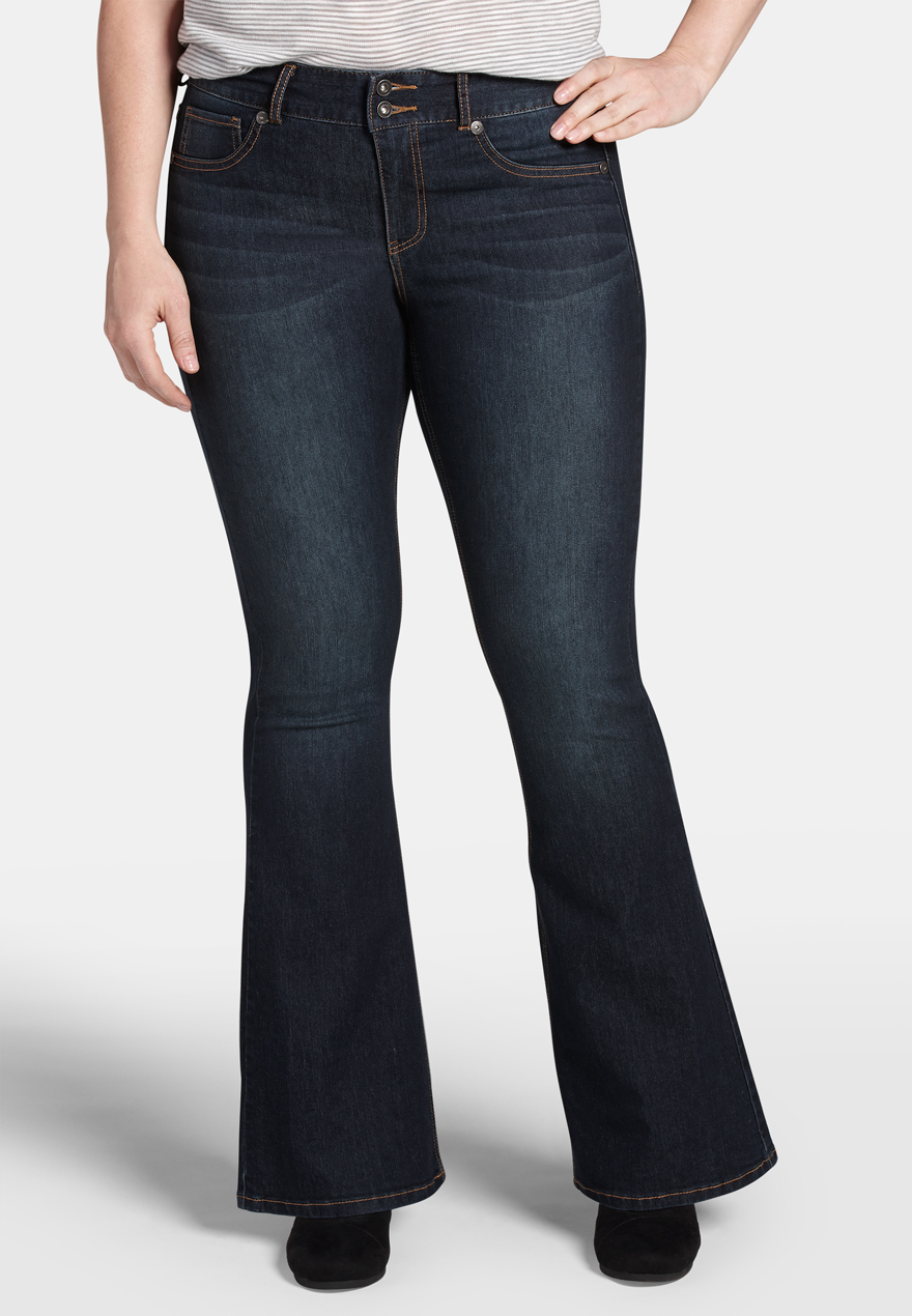 DenimFlex™ plus size dark wash flare jeans maurices