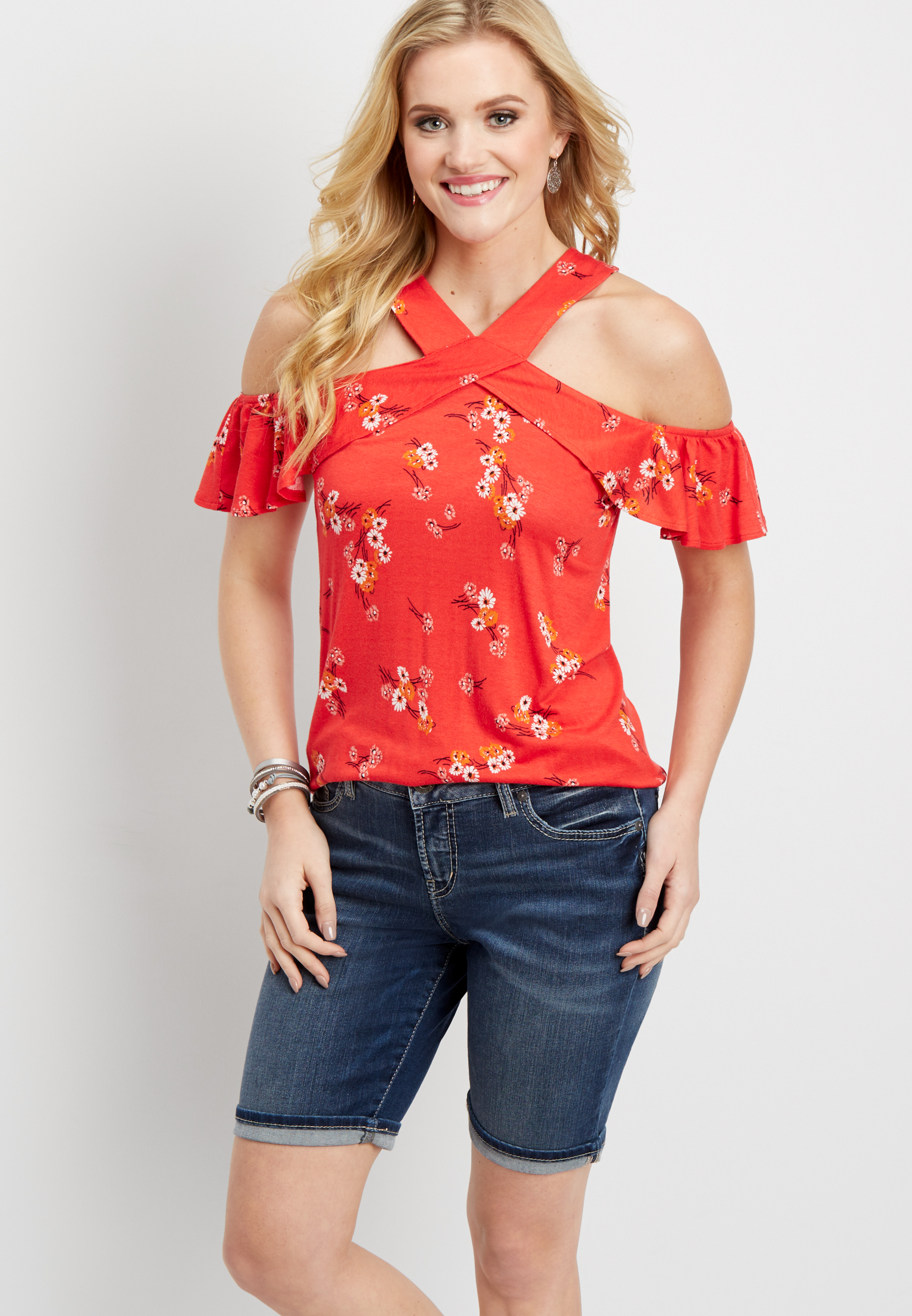 Silver Jeans Stretch Bermuda Jean Shorts Silver Jeans Suki Dark