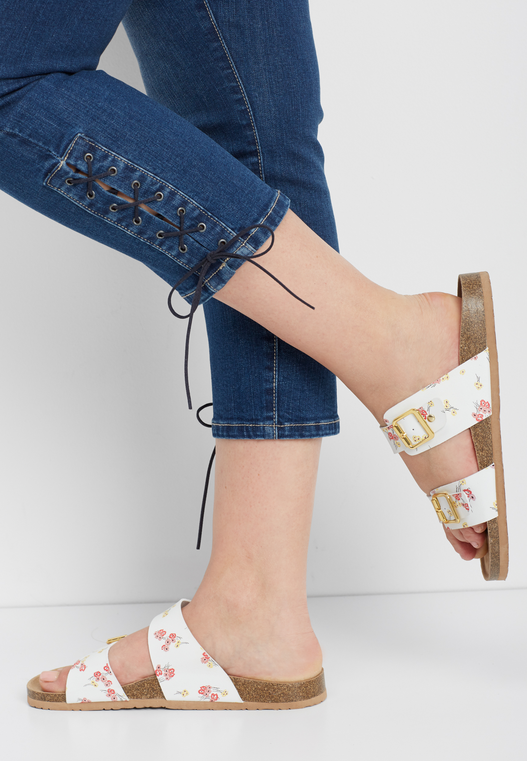 plus size lace up jeans