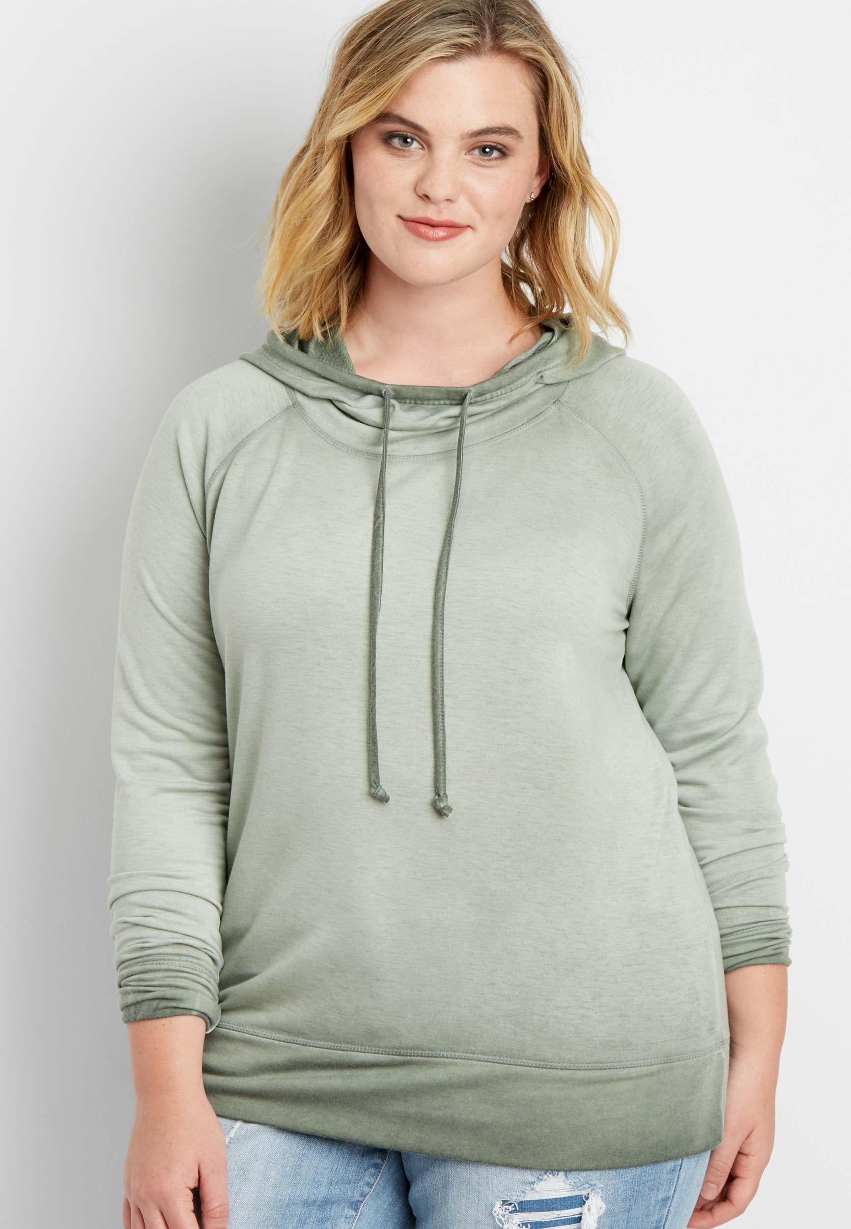 plus size cowl neck hoodie