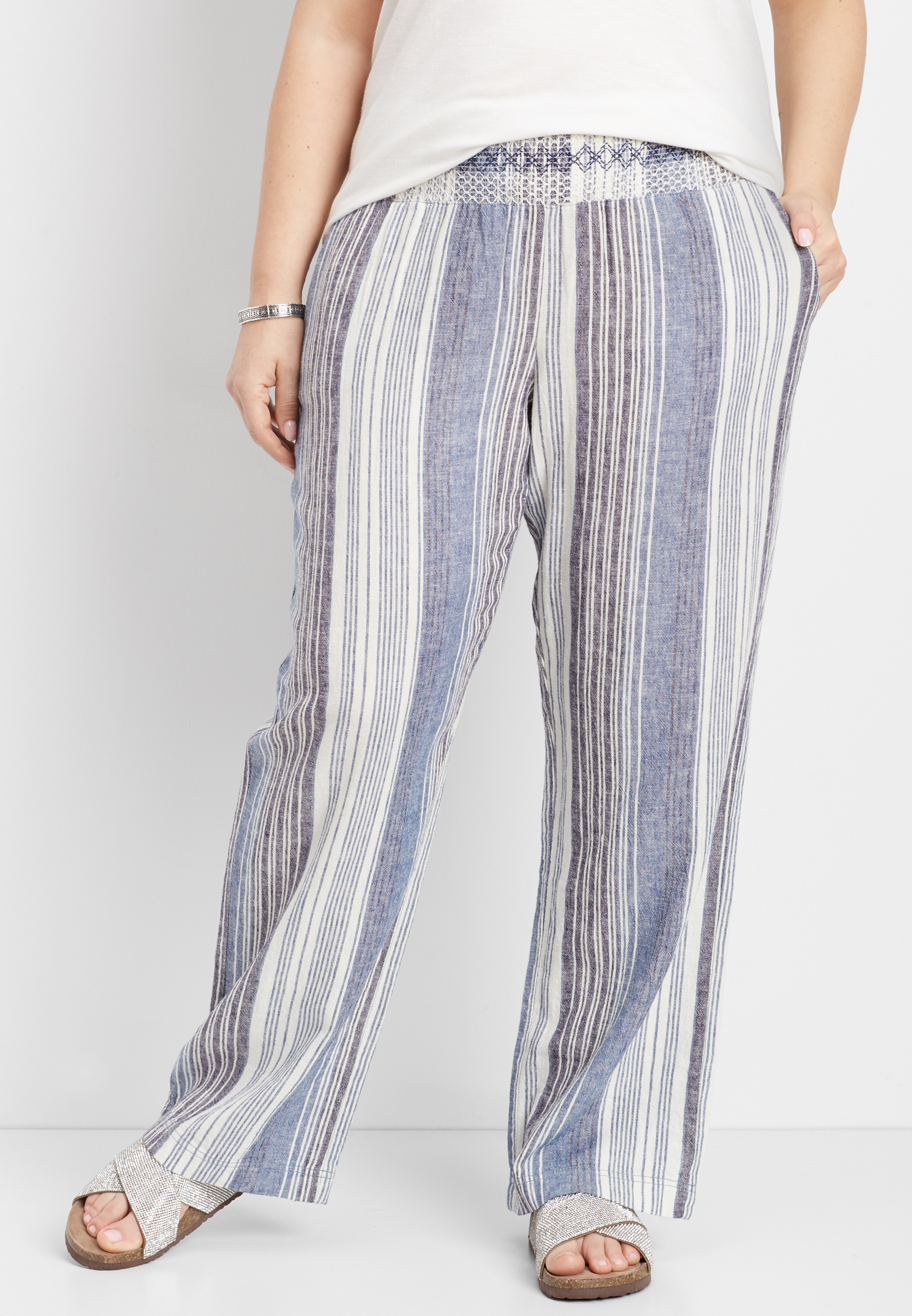 plus size striped pants