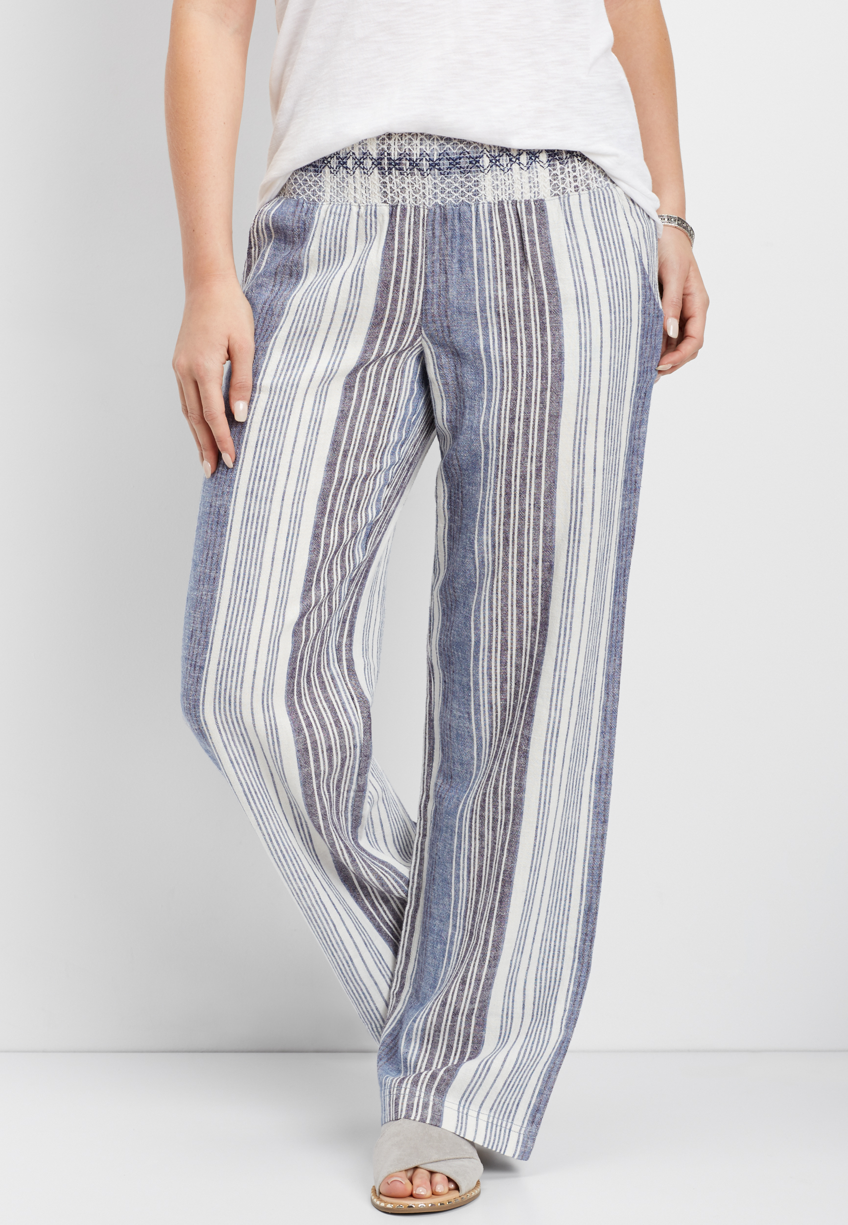 striped pull on pants