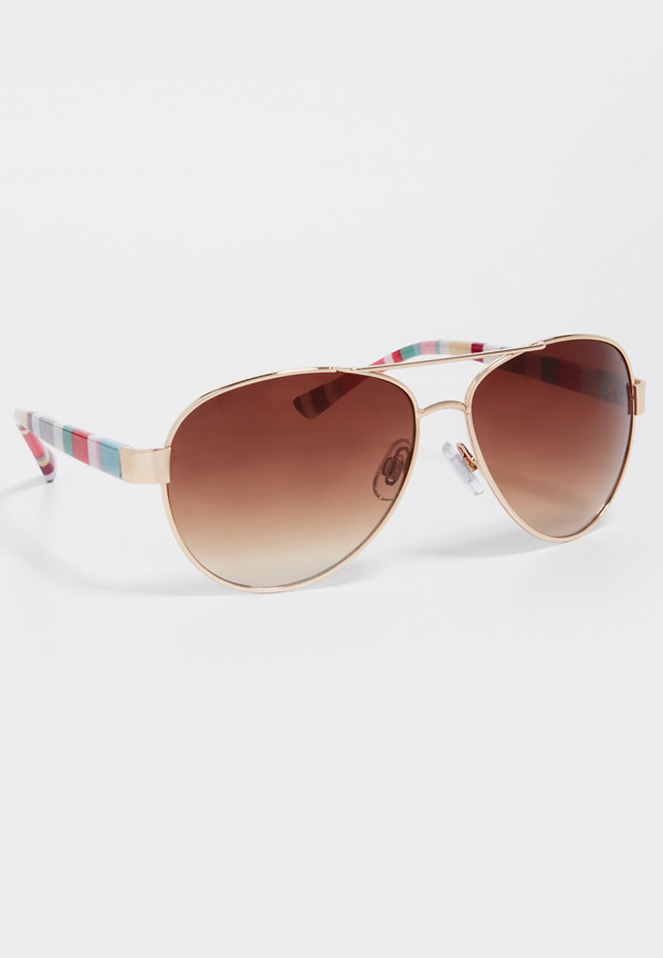 aviator sunglasses with multicolored temples | maurices
