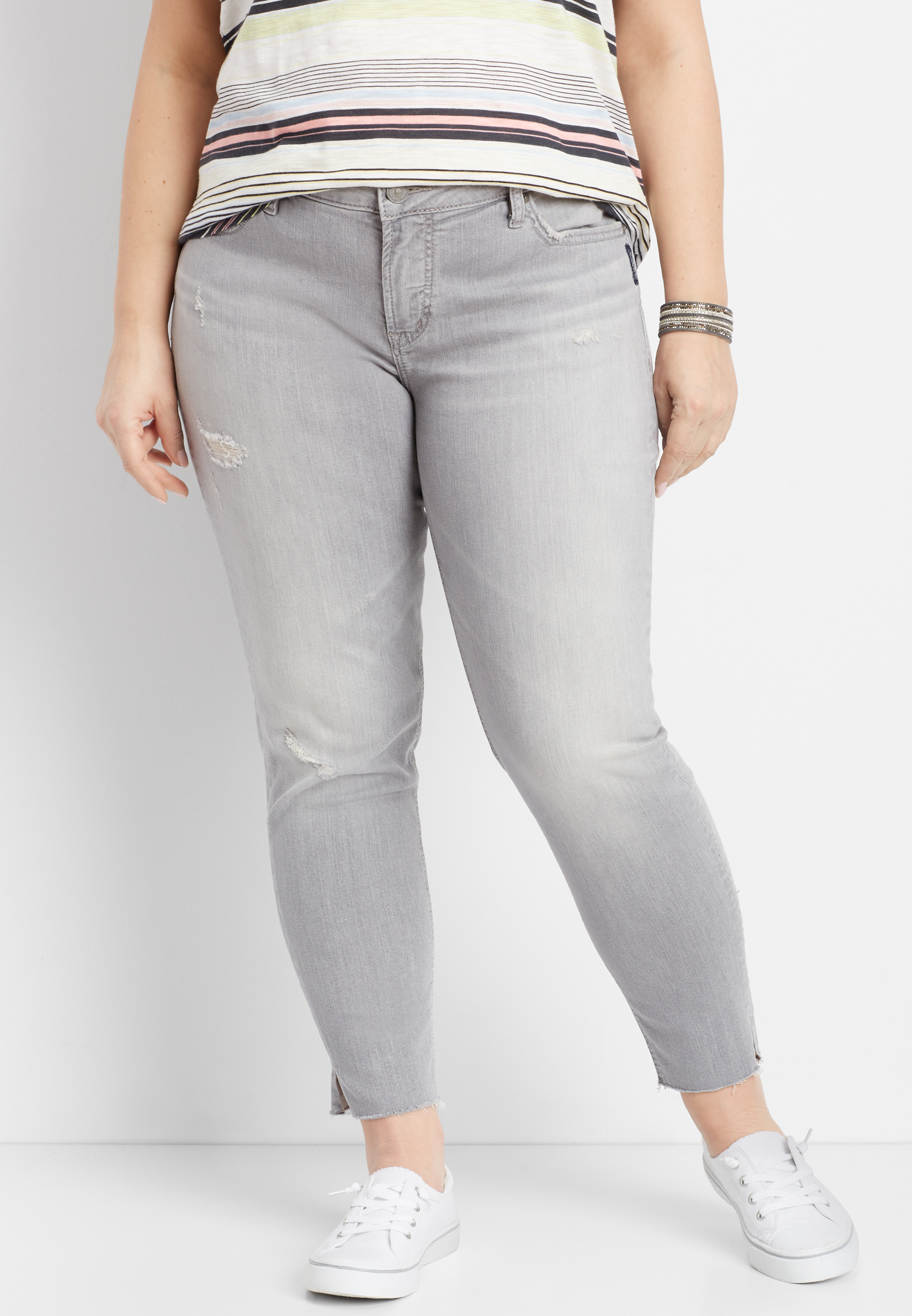 plus size gray skinny jeans