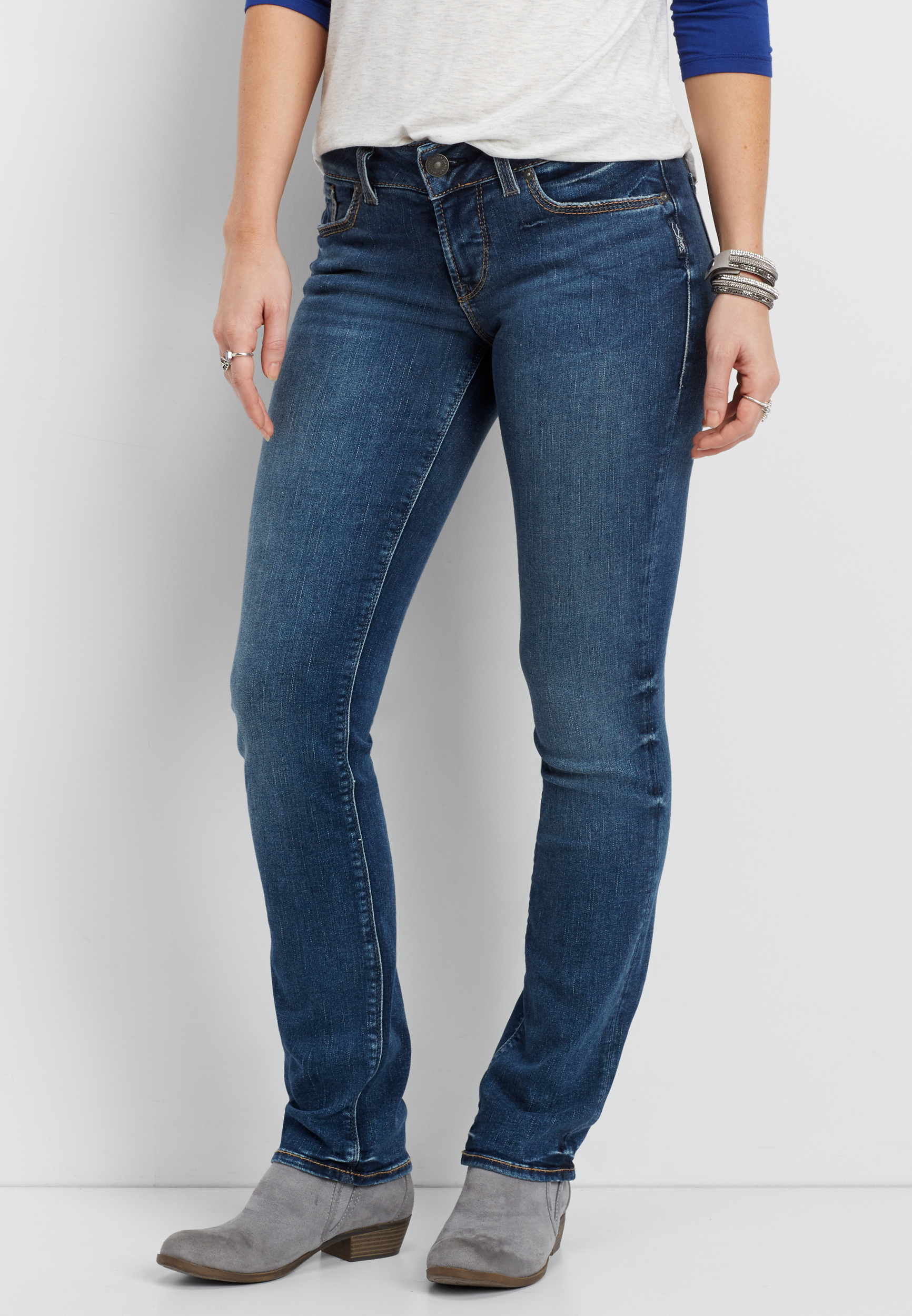Silver Jeans Co.® Suki straight leg jeans in medium wash | maurices