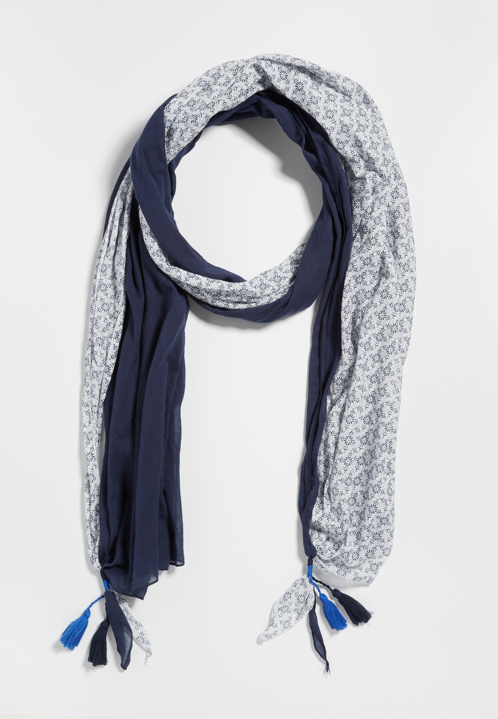 solid and patterned scarf with tassels | maurices