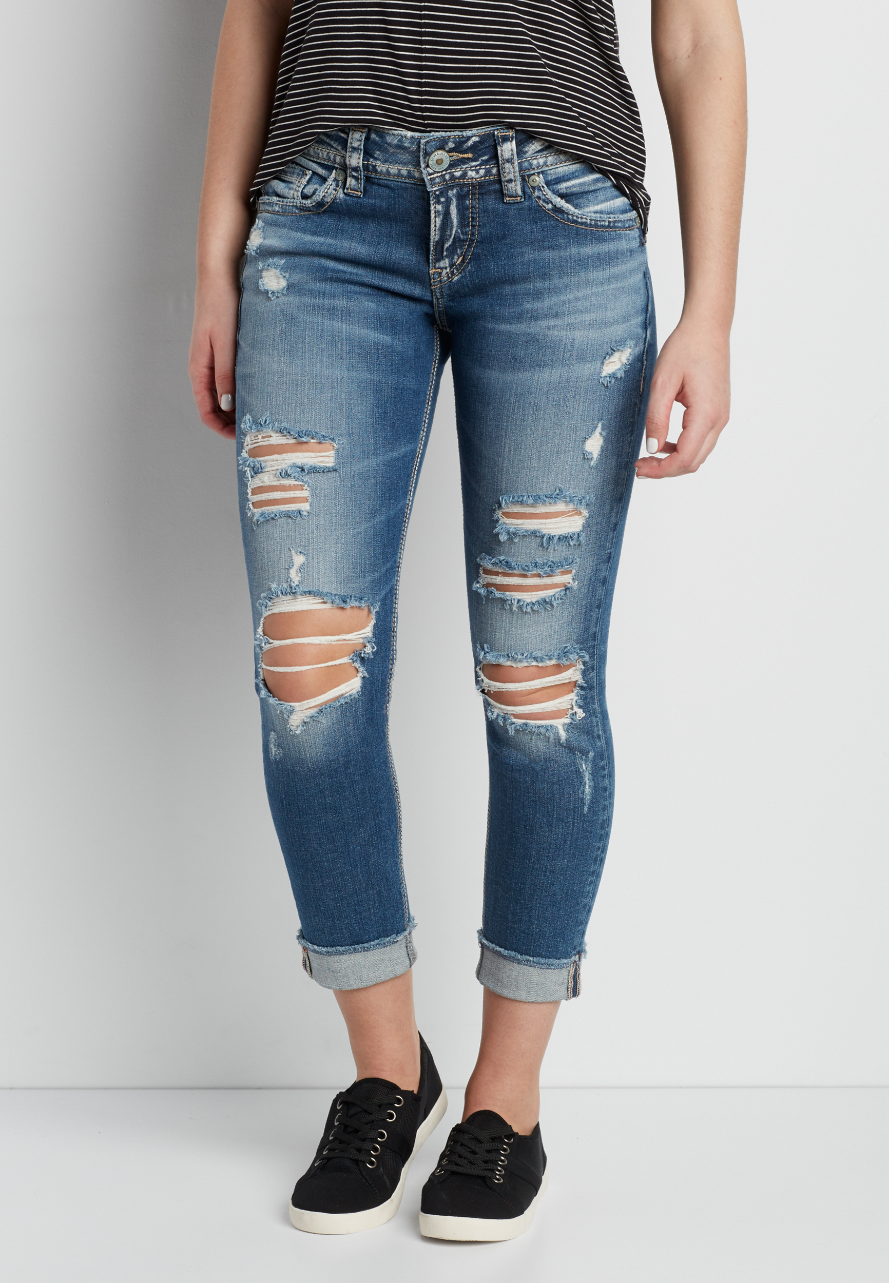 Silver Jeans Co.® Suki destructed crop jeans | maurices