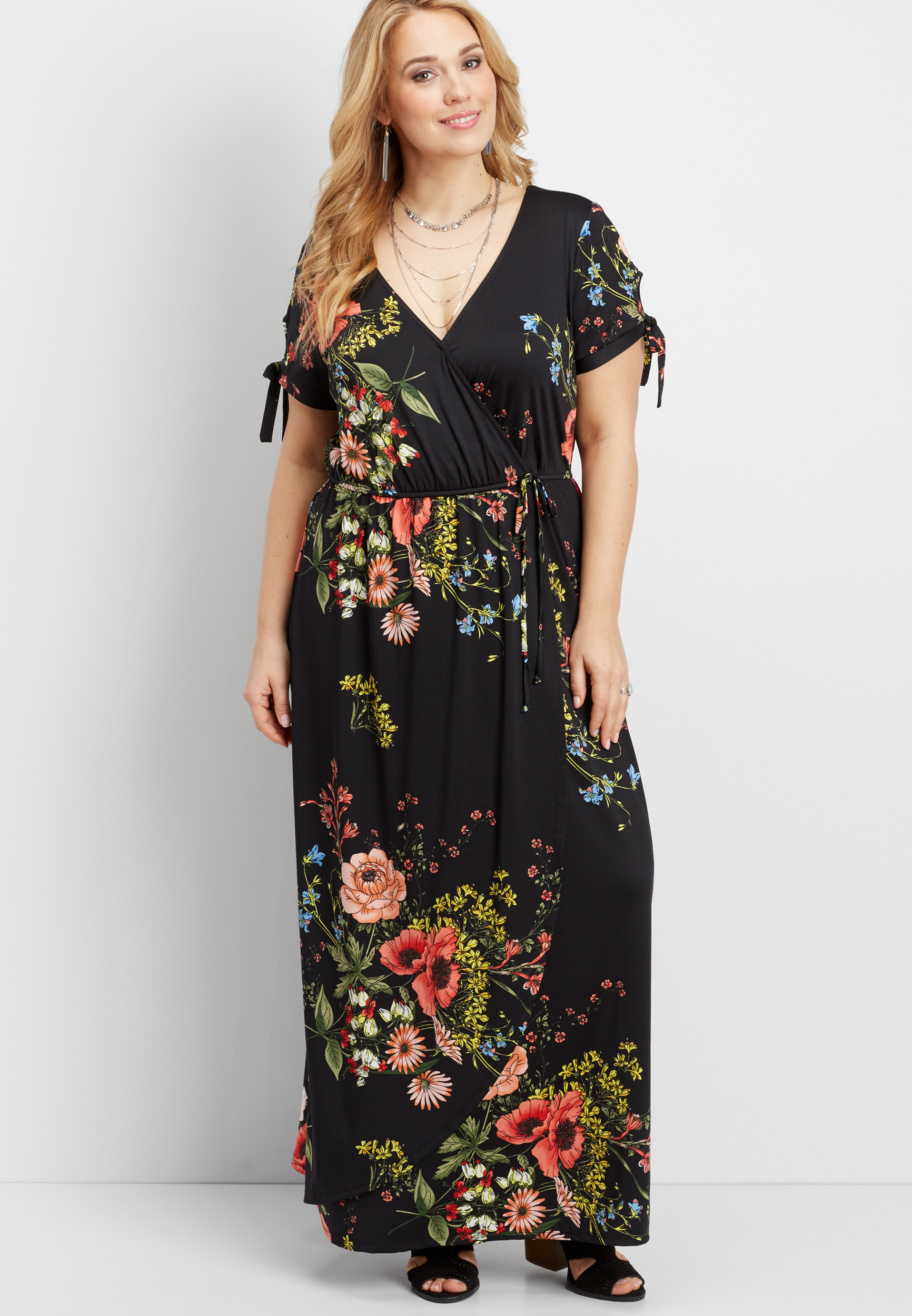 plus size maxi with tied sleeves | maurices