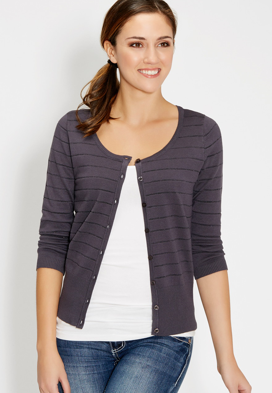 The Classic Cardi With Metallic Stripes 