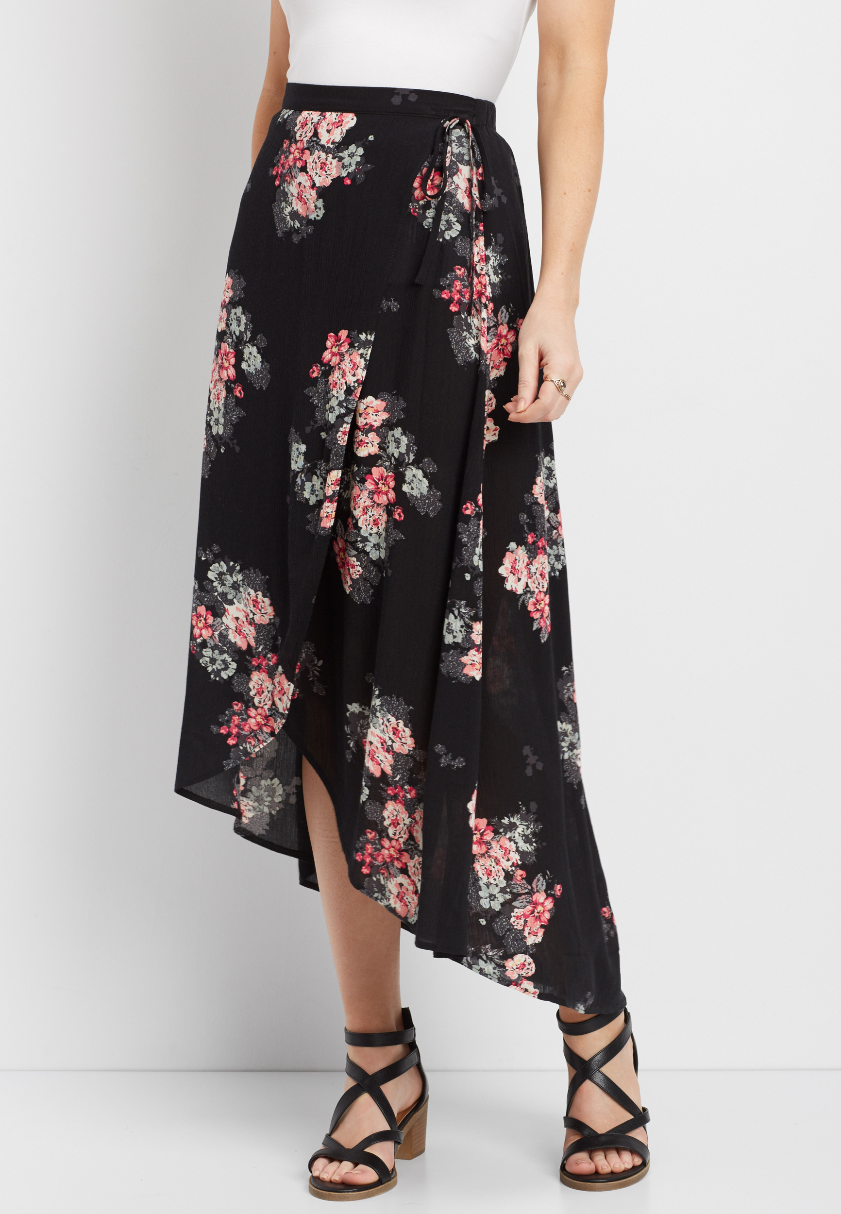 floral wrap maxi skirt | maurices
