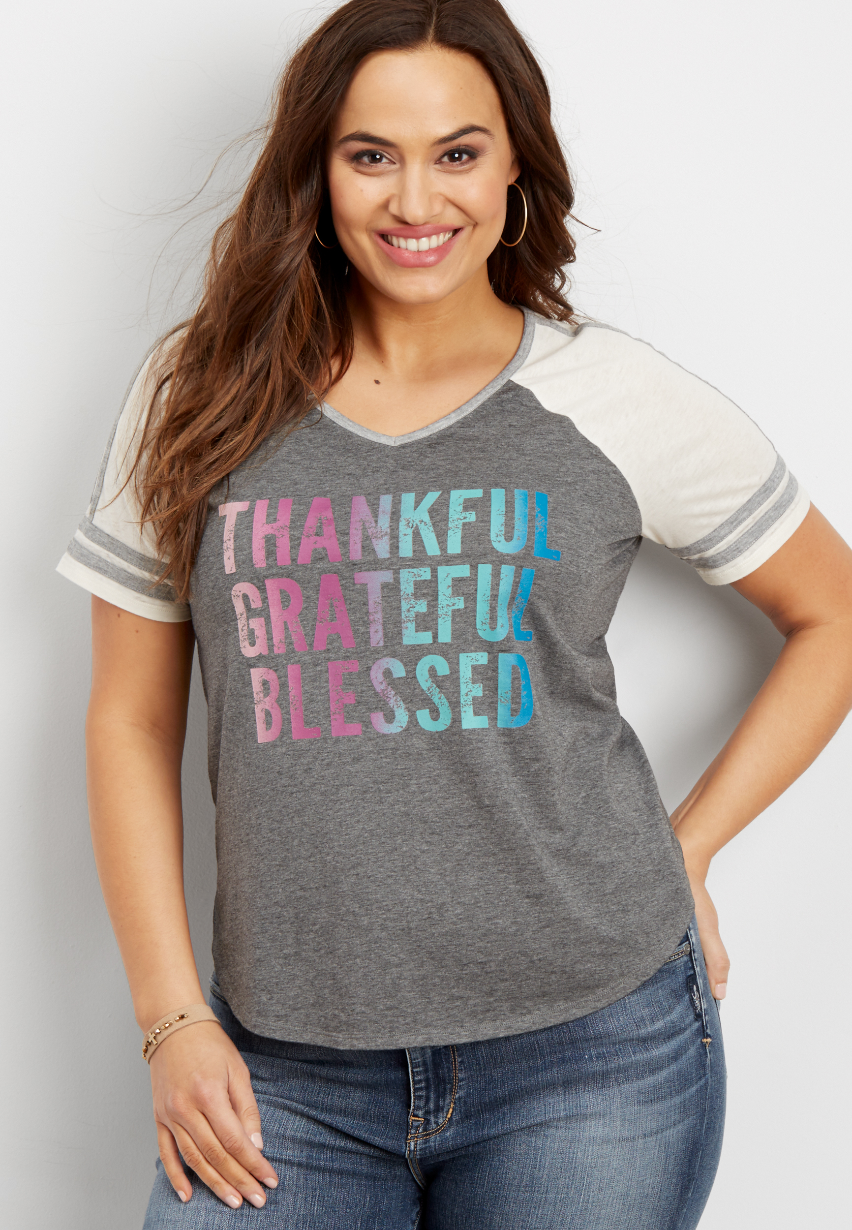 plus size football tee with thankful graphic | maurices