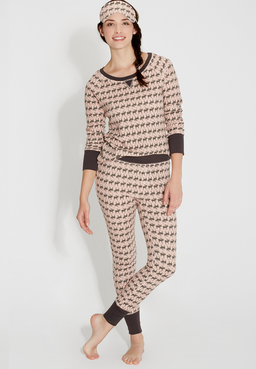 3 piece sleep set in moose print maurices