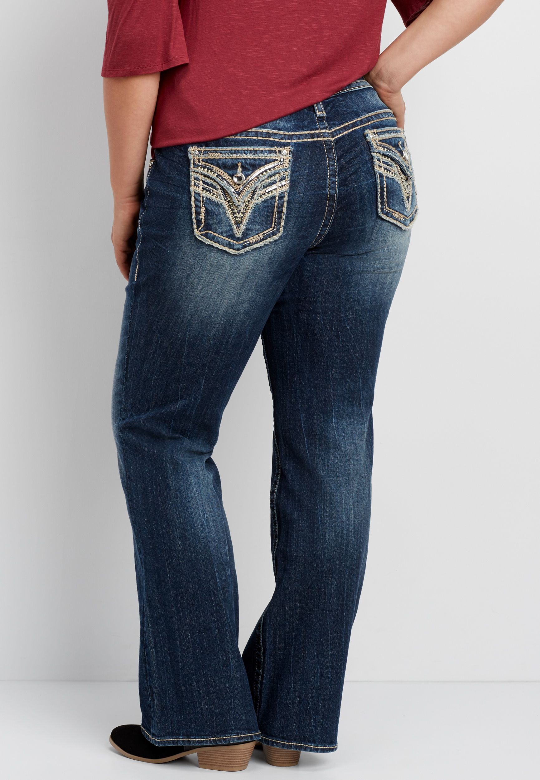 Vigoss® plus size bootcut jean with rhinestone and sequin pockets ...