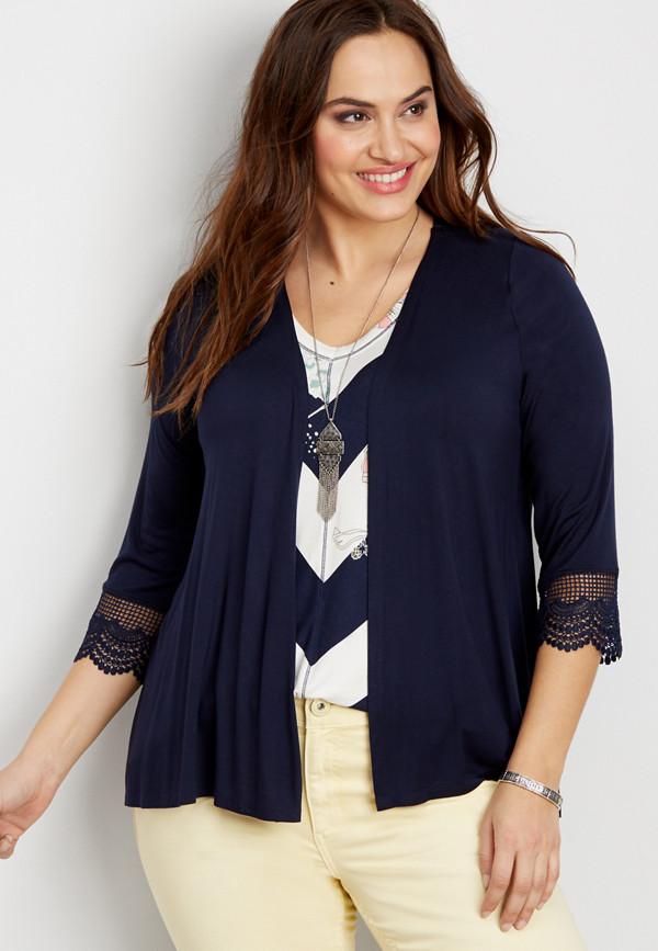 plus size crocheted back cardigan | maurices