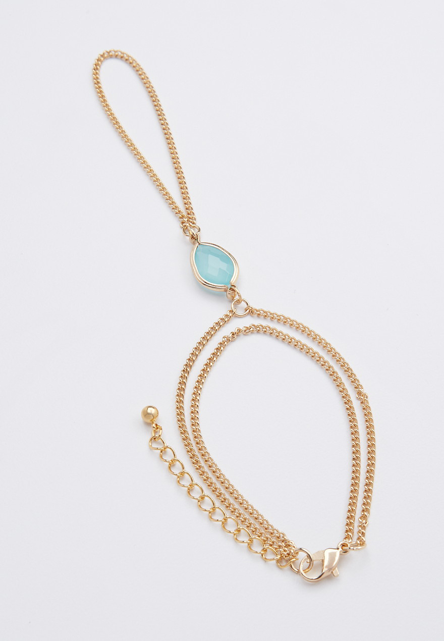 goldtone hand chain with blue bead - Lacey Ryan Collection | maurices