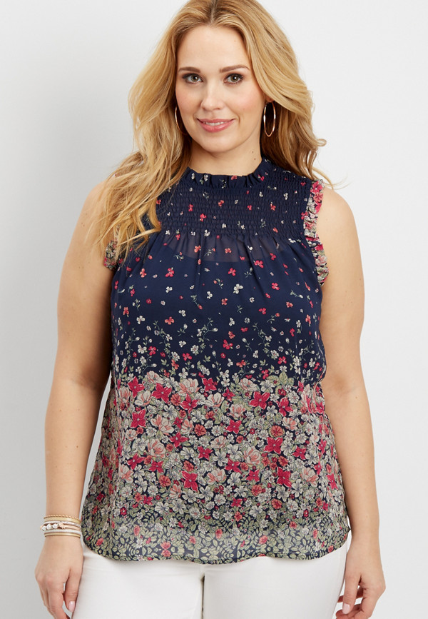 plus size floral high neck tank | maurices