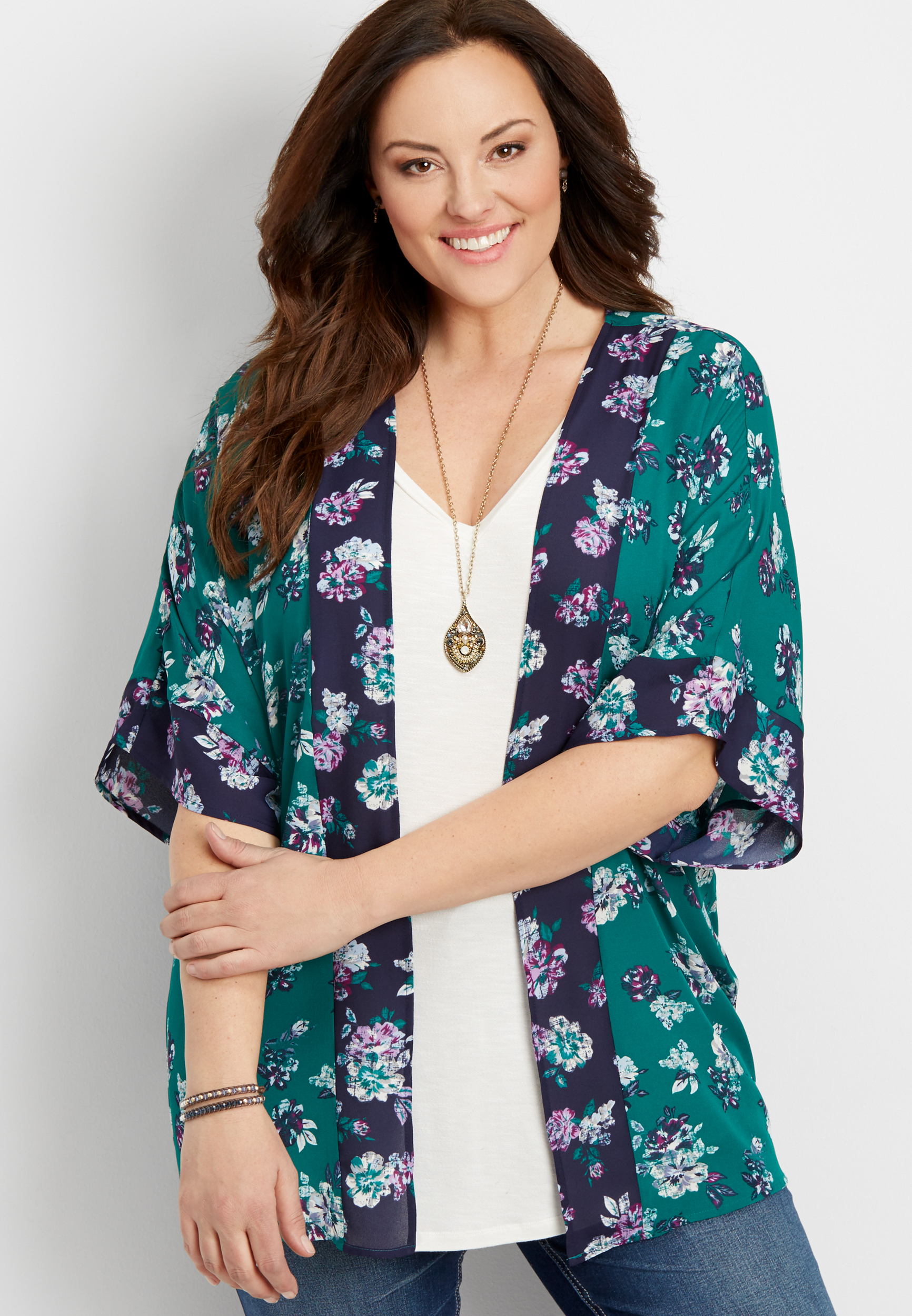 plus size floral print kimono maurices