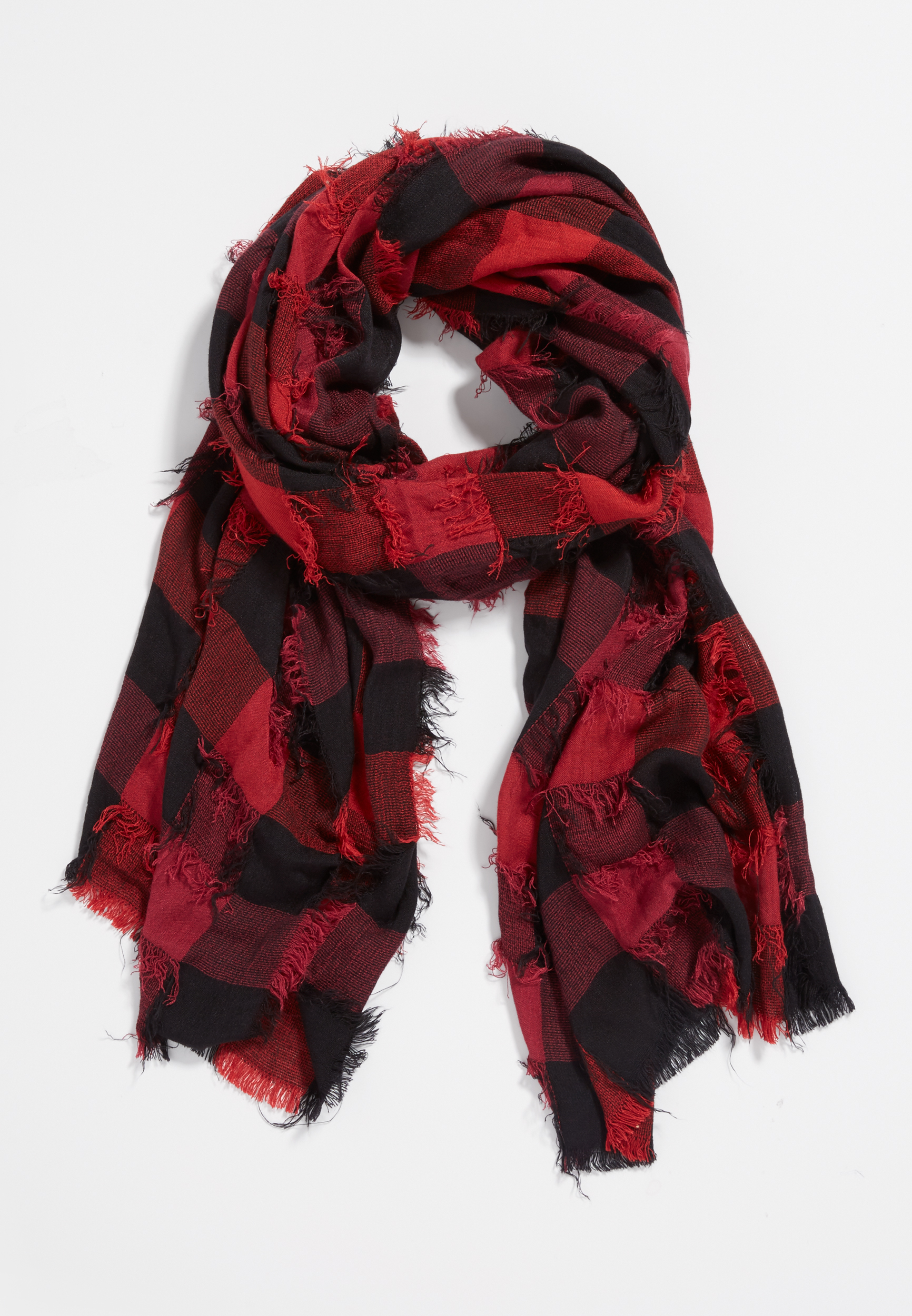 buffalo plaid scarf with fringe maurices