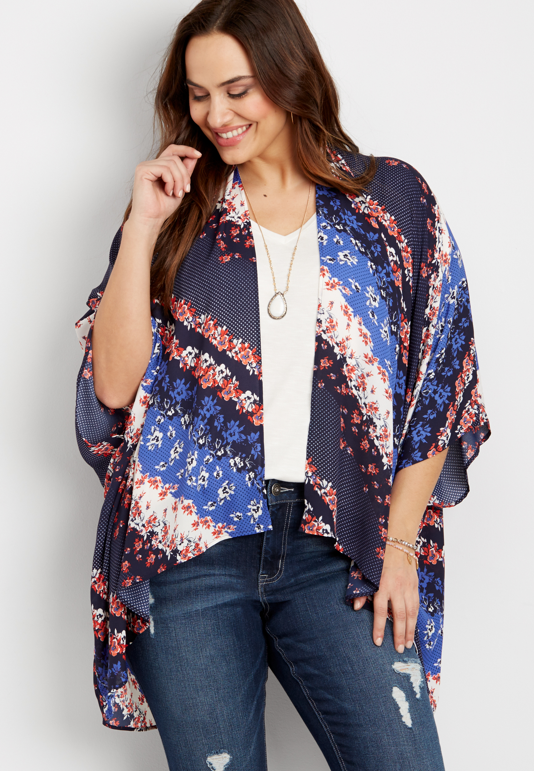 plus size floral patterned kimono | maurices