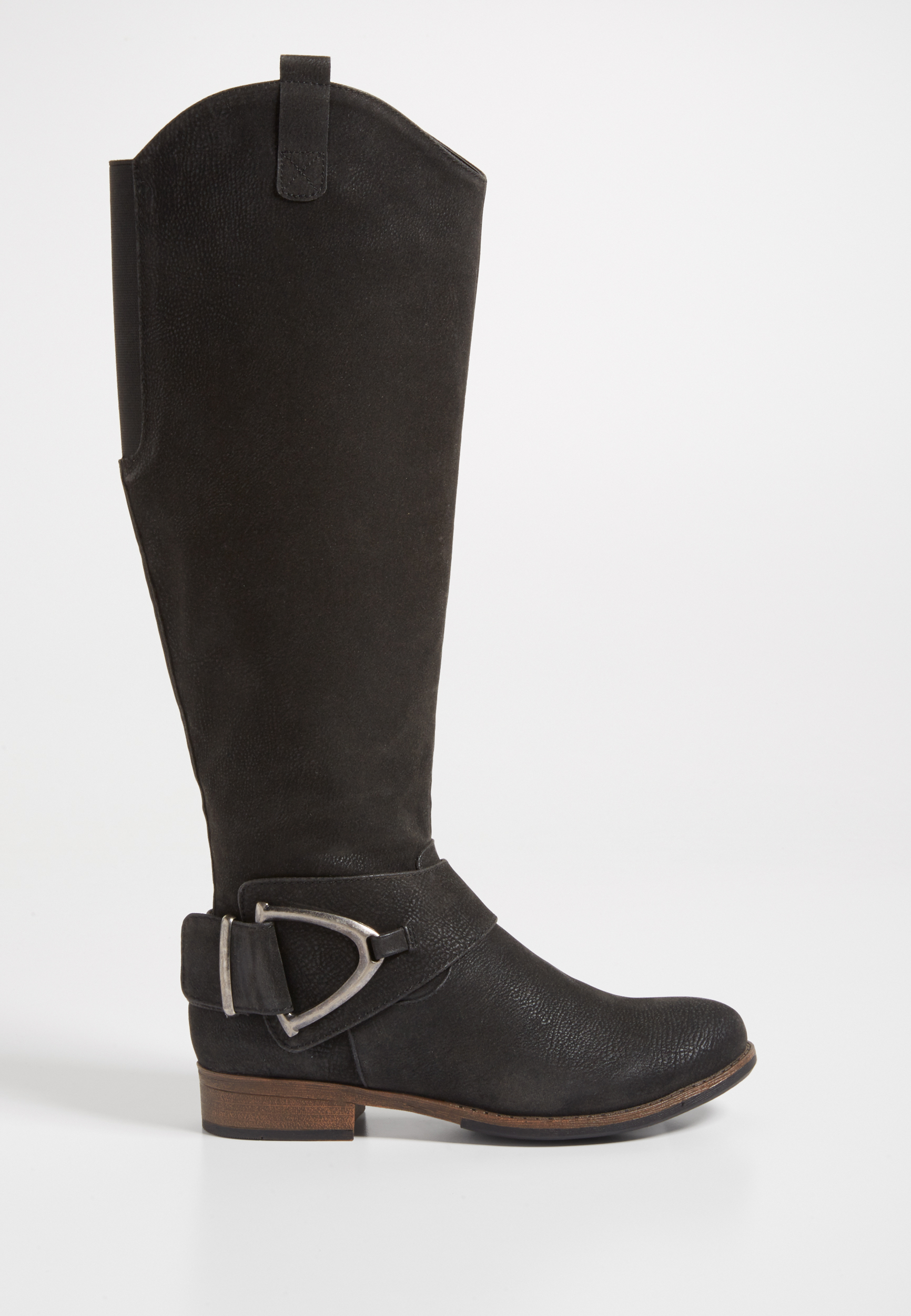 Laura faux suede boot with large buckle | maurices