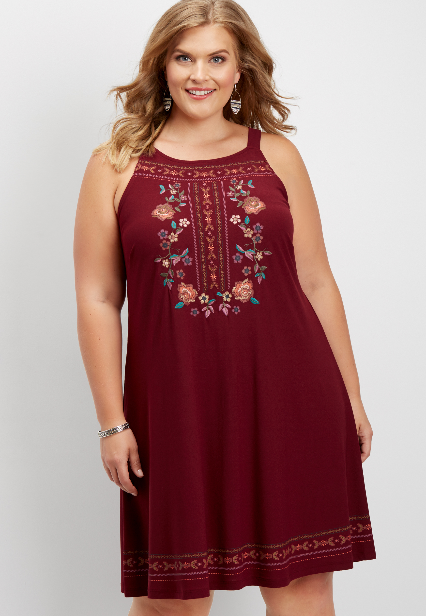 plus size floral embroidered tank dress | maurices