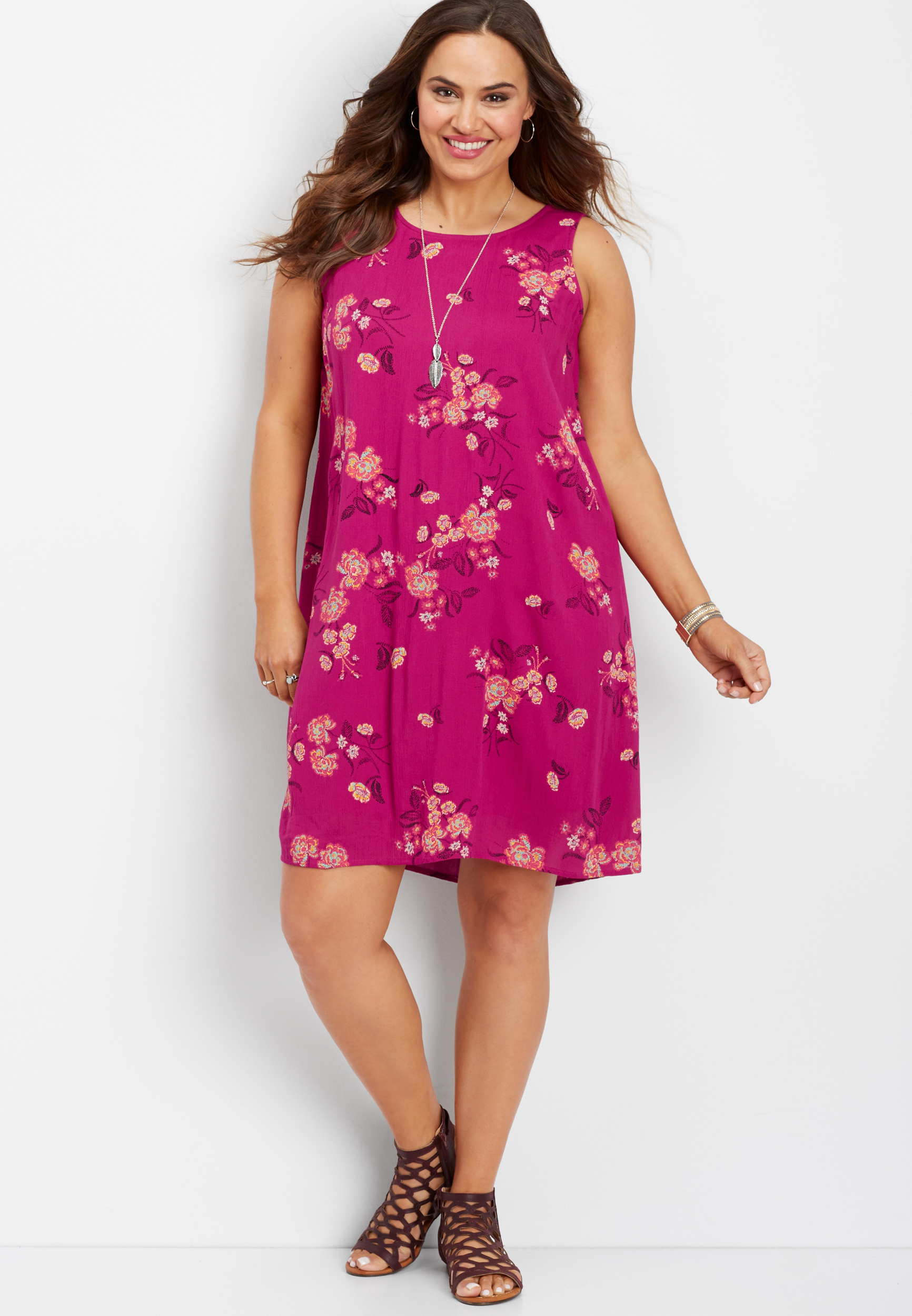 plus size tropical floral tank dress | maurices