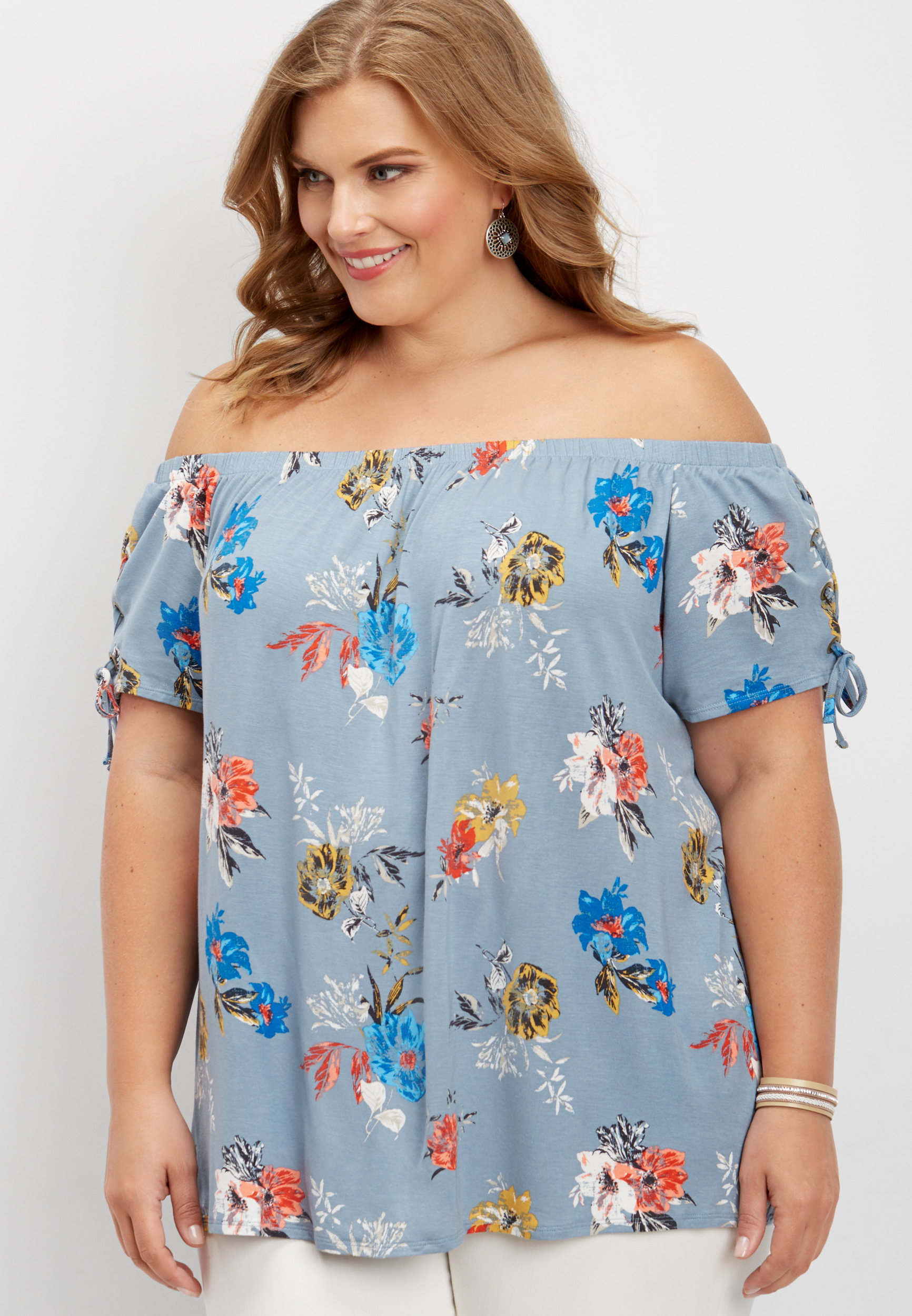 plus size off the shoulder floral tee | maurices