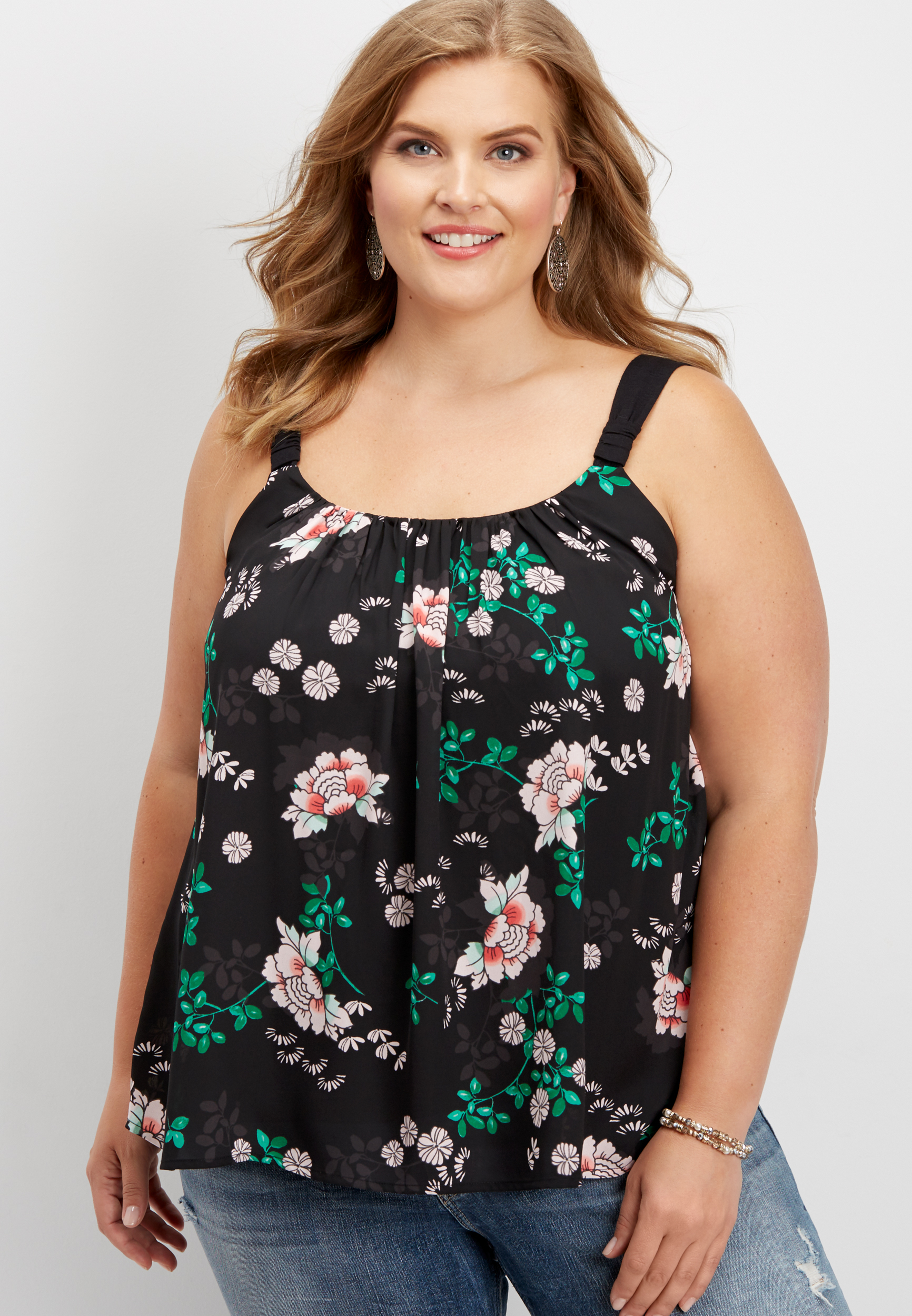 plus size chiffon front floral tank | maurices