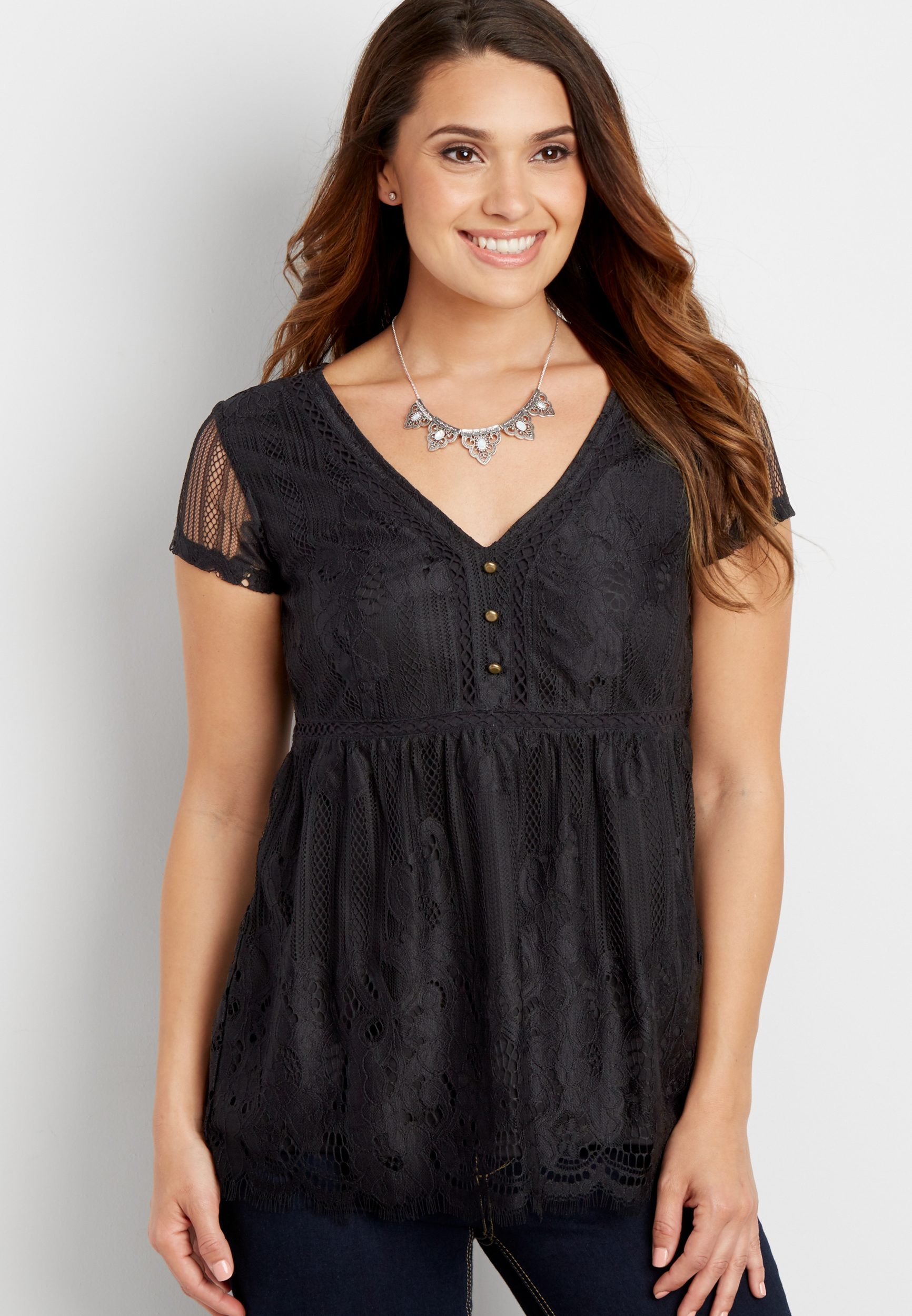 lace top with v-neckline | maurices