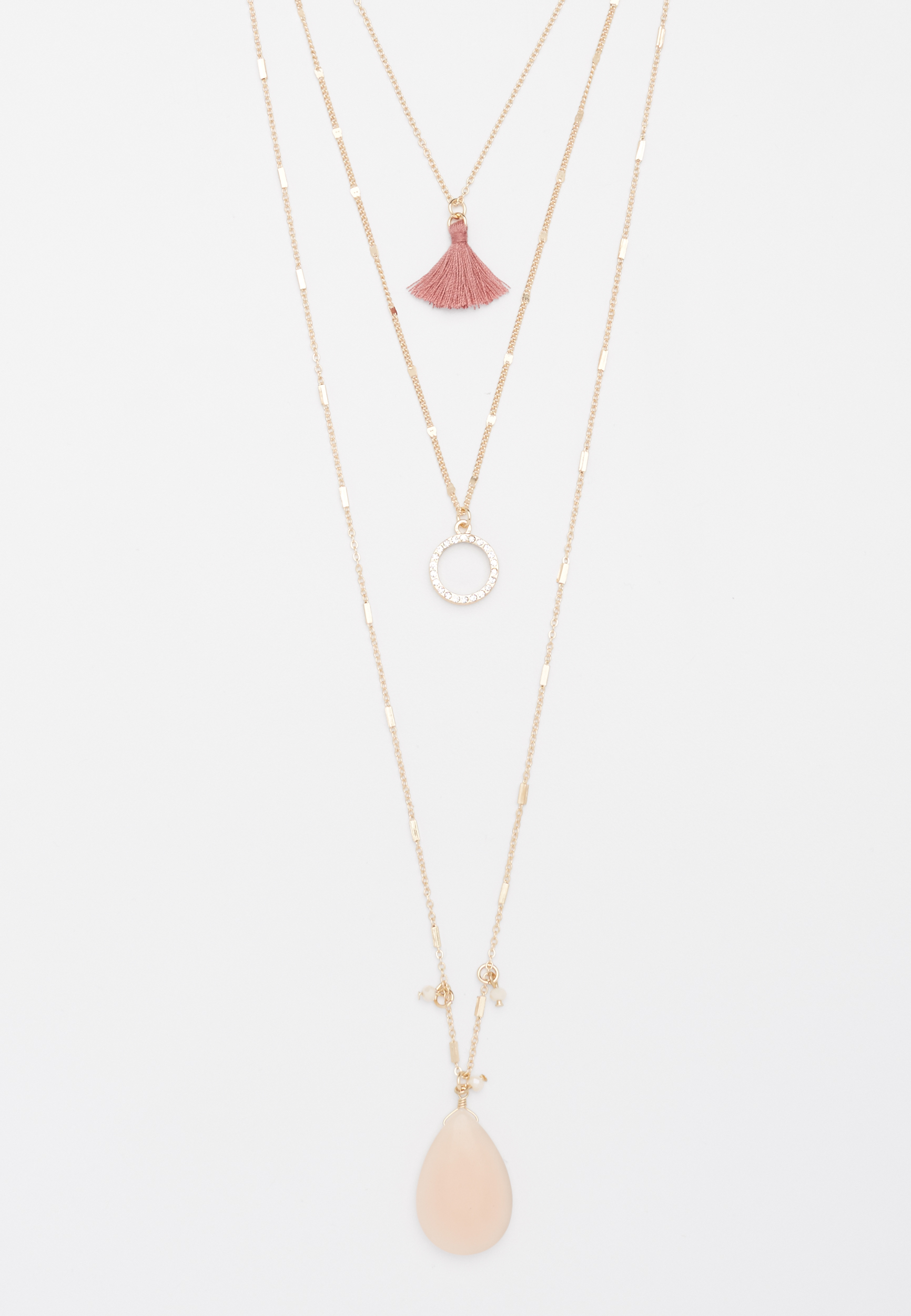 layered pink tassel necklace | maurices