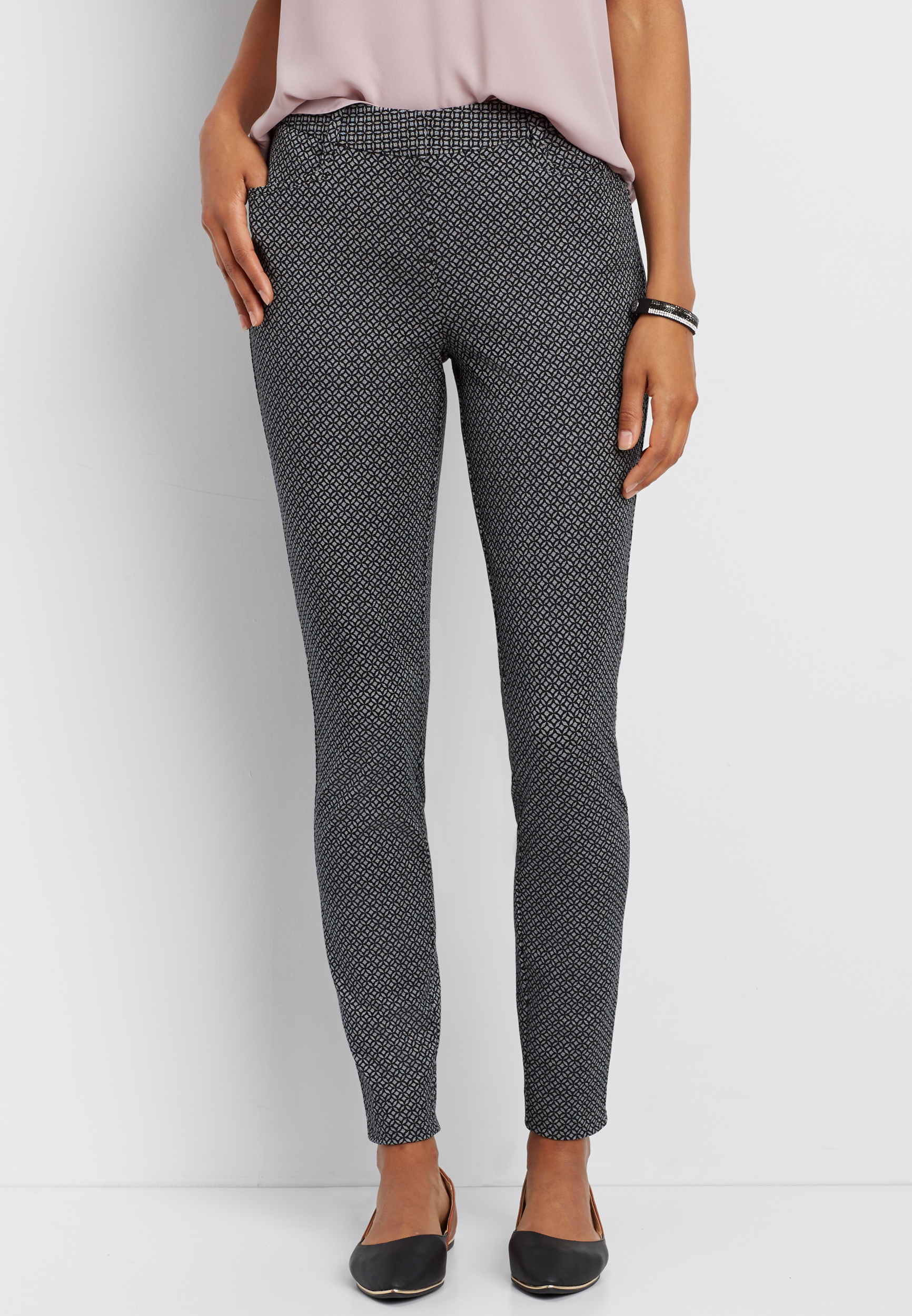 the bi-stretch patterned skinny ankle pant | maurices