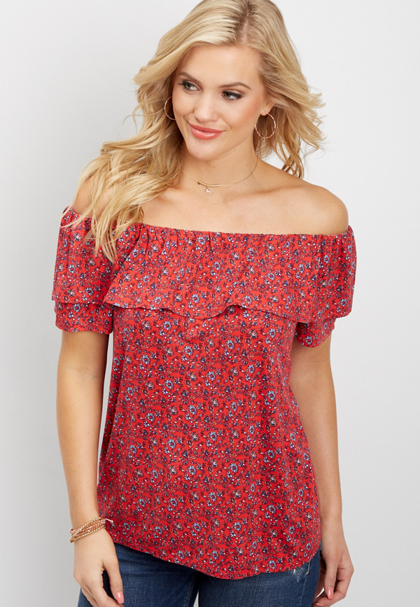 floral off the shoulder flowy top | maurices