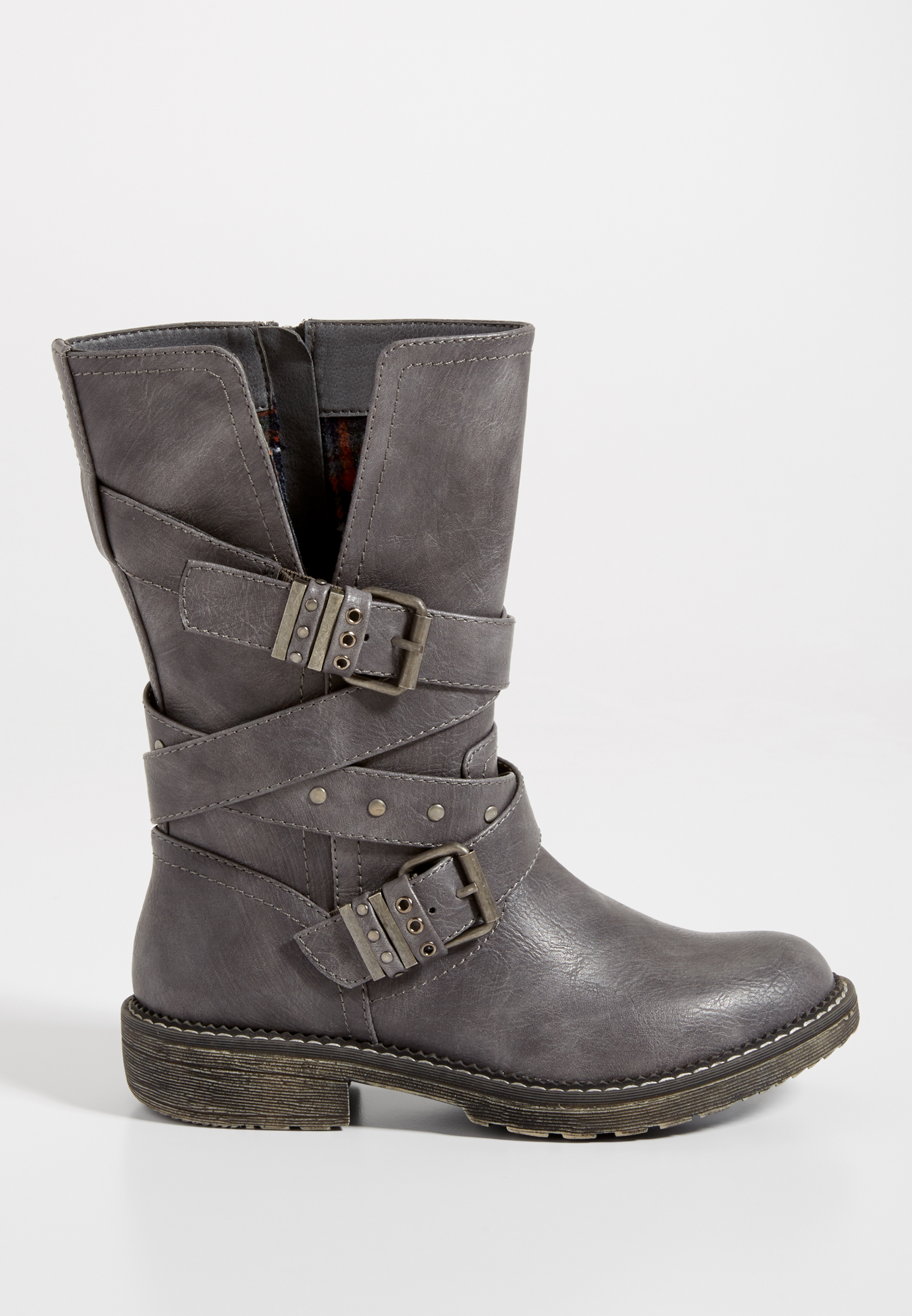 Ruby faux leather boot with buckles | maurices
