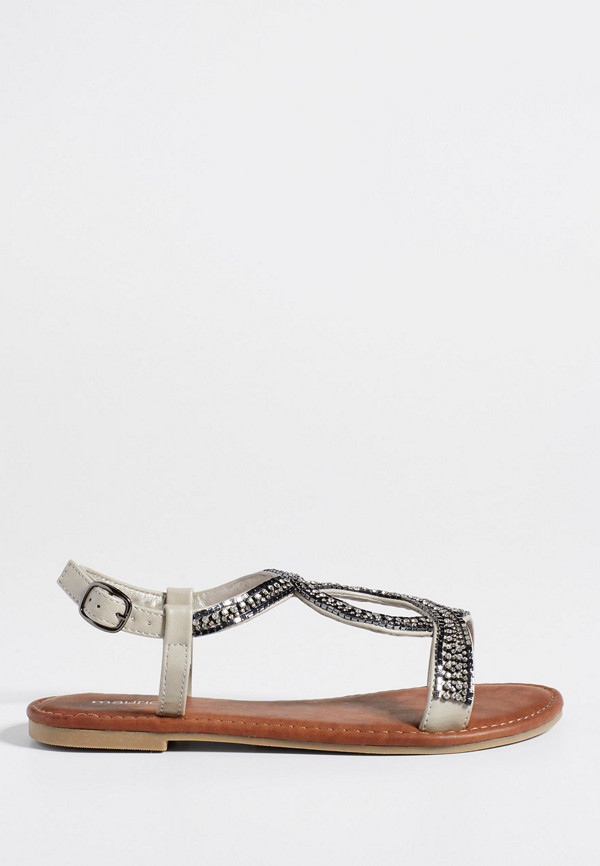 Riley rhinestone embellished sandal in taupe | maurices