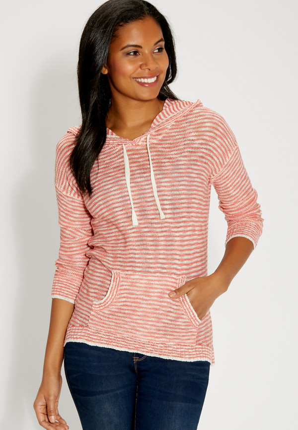 knit hoodie with stripes | maurices