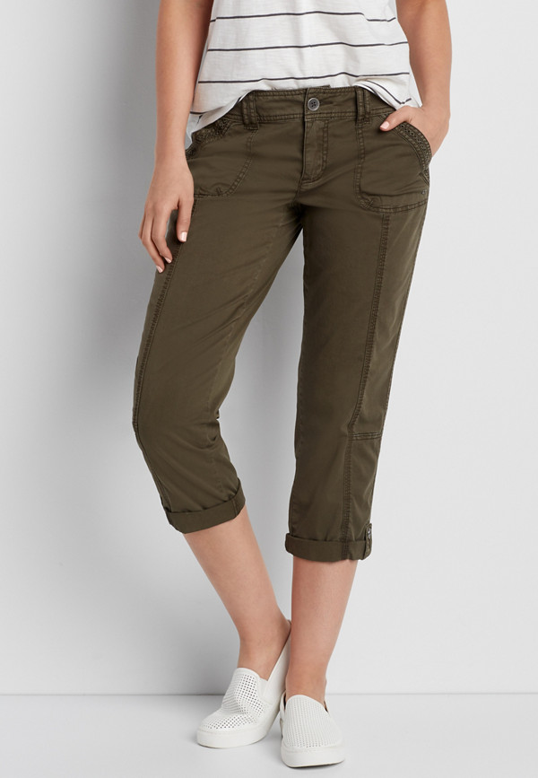 capri with porkchop pockets in olive green | maurices