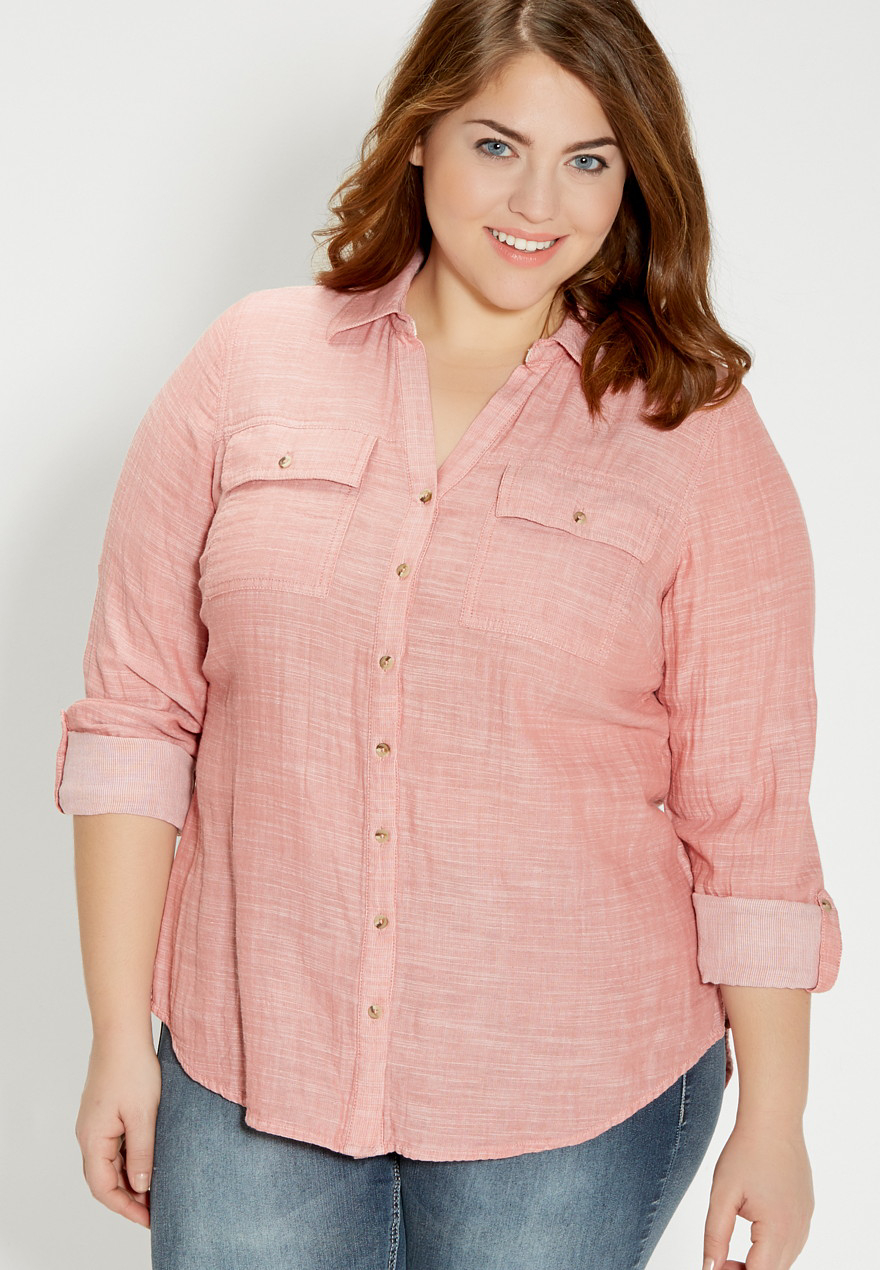 plus size button down shirt with striped interior maurices