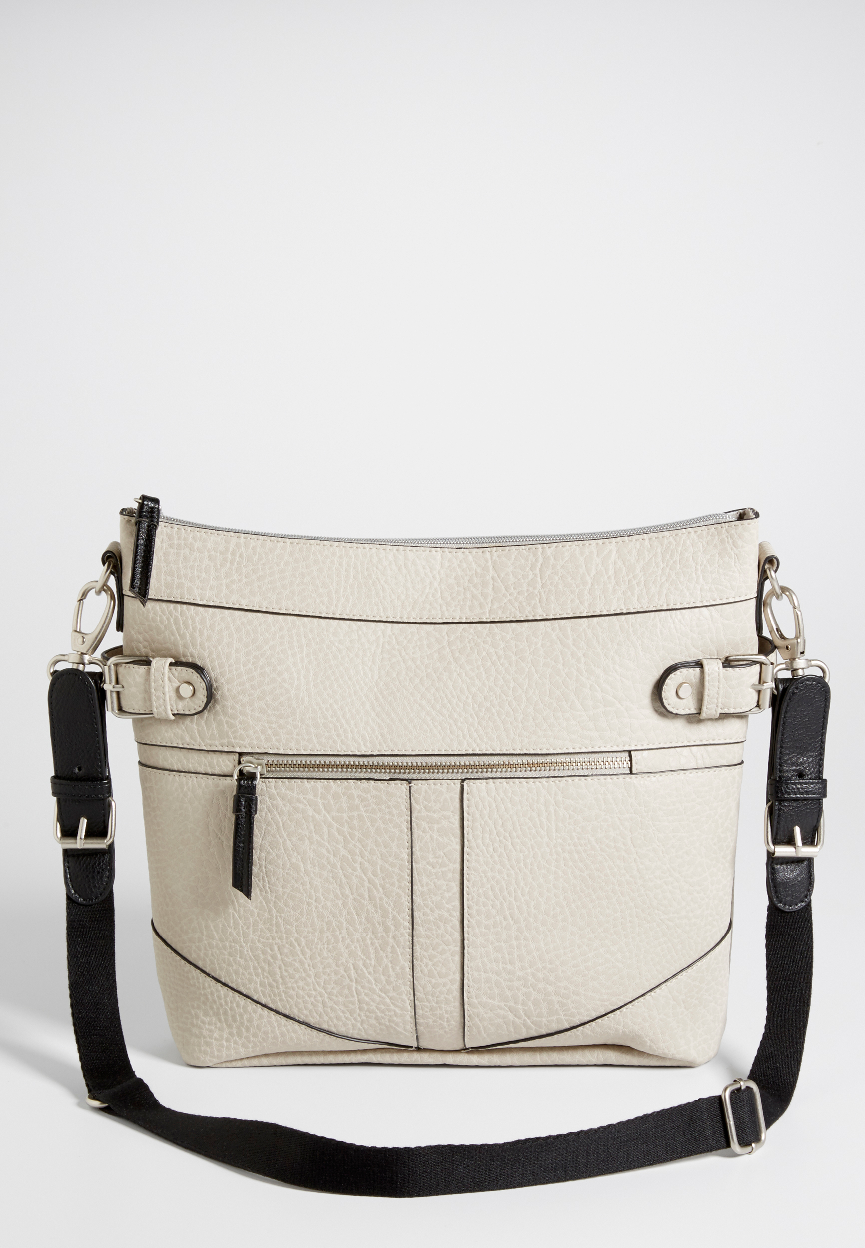 crossbody bag with contrast strap in gray maurices