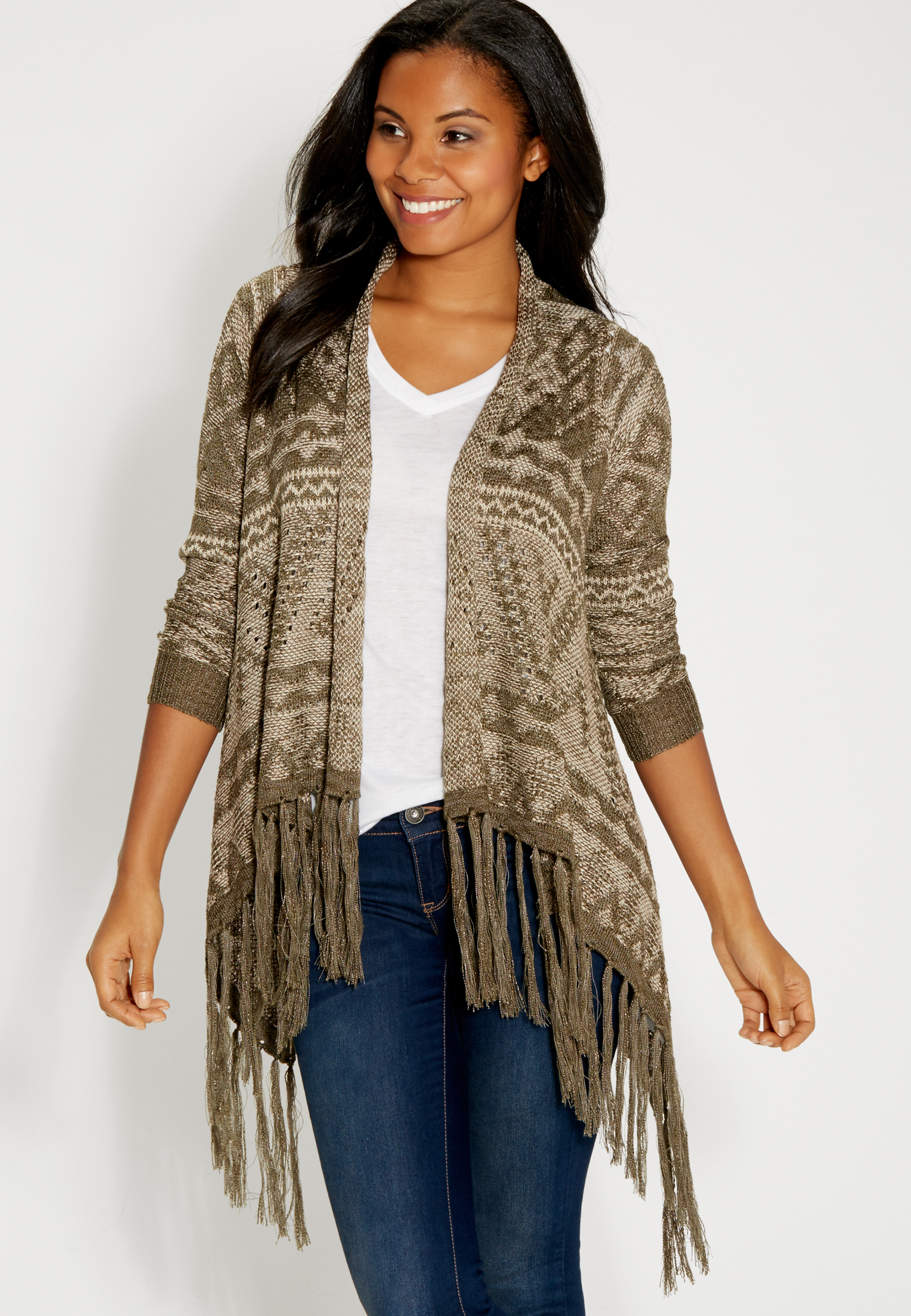 blanket cardigan in ethnic pattern maurices
