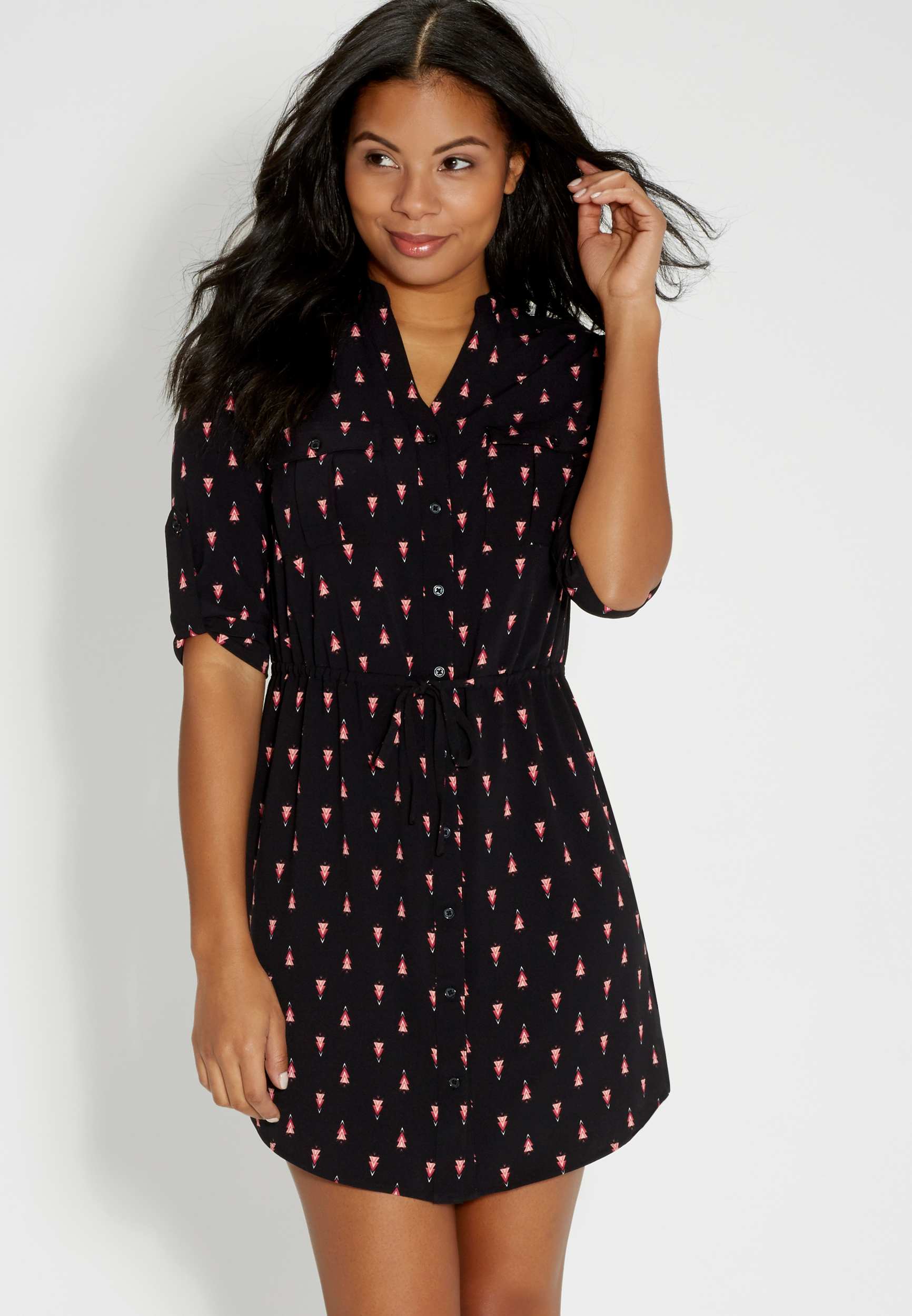 shirtdress in ethnic print | maurices