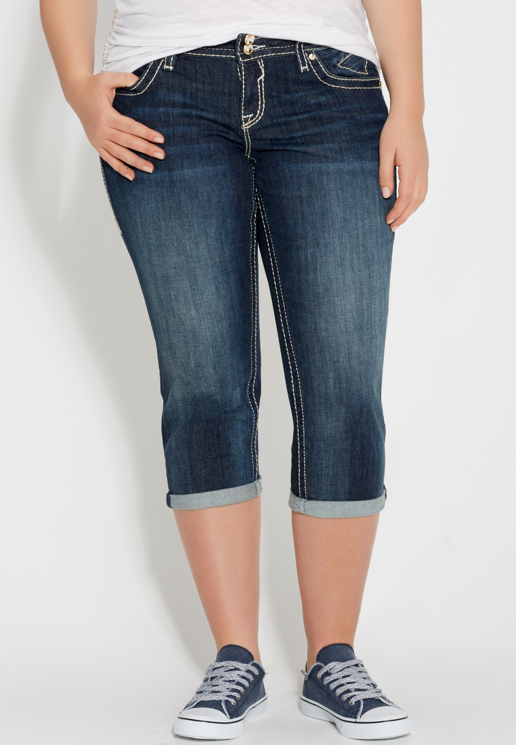 Vigoss® plus size capri with rhinestones and sequins maurices