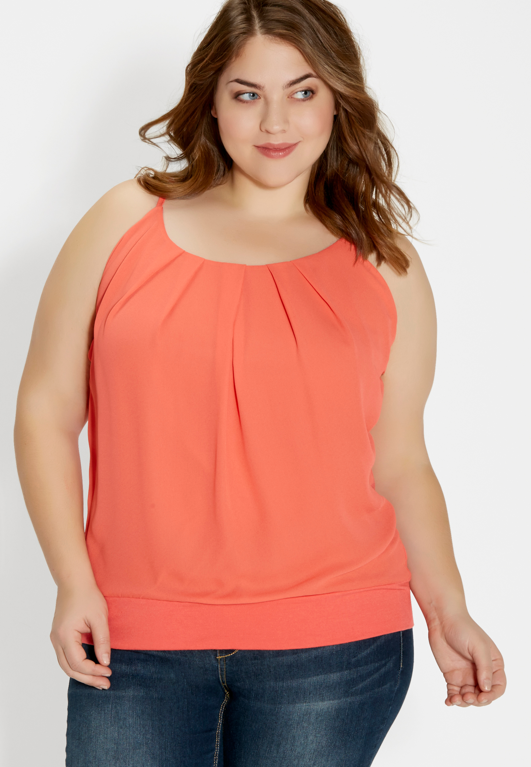 the plus size tank with pleated chiffon front | maurices