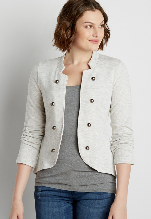heathered french terry military cardigan | maurices