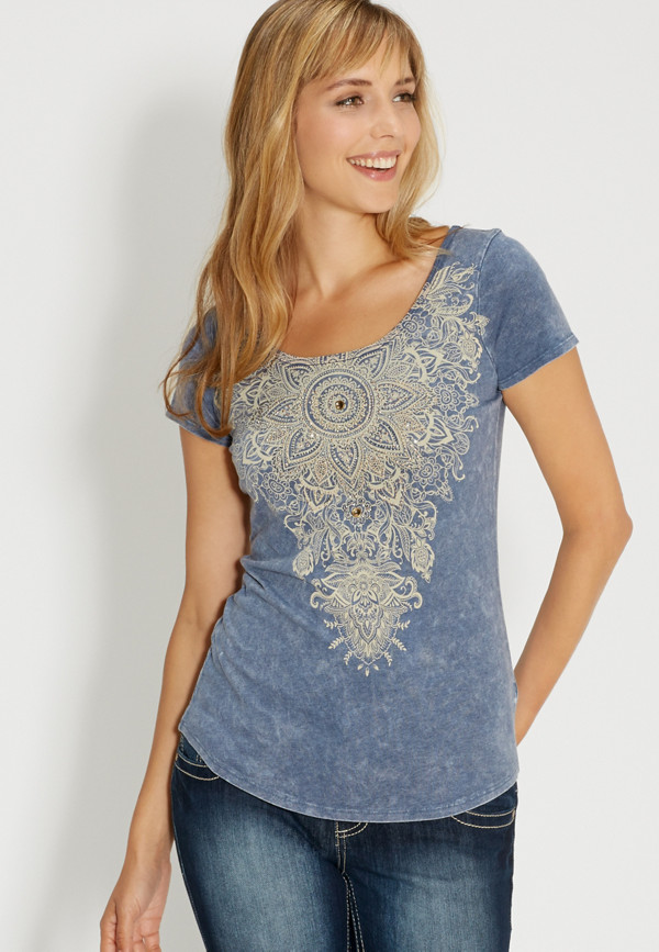 medallion graphic tee with rhinestones | maurices