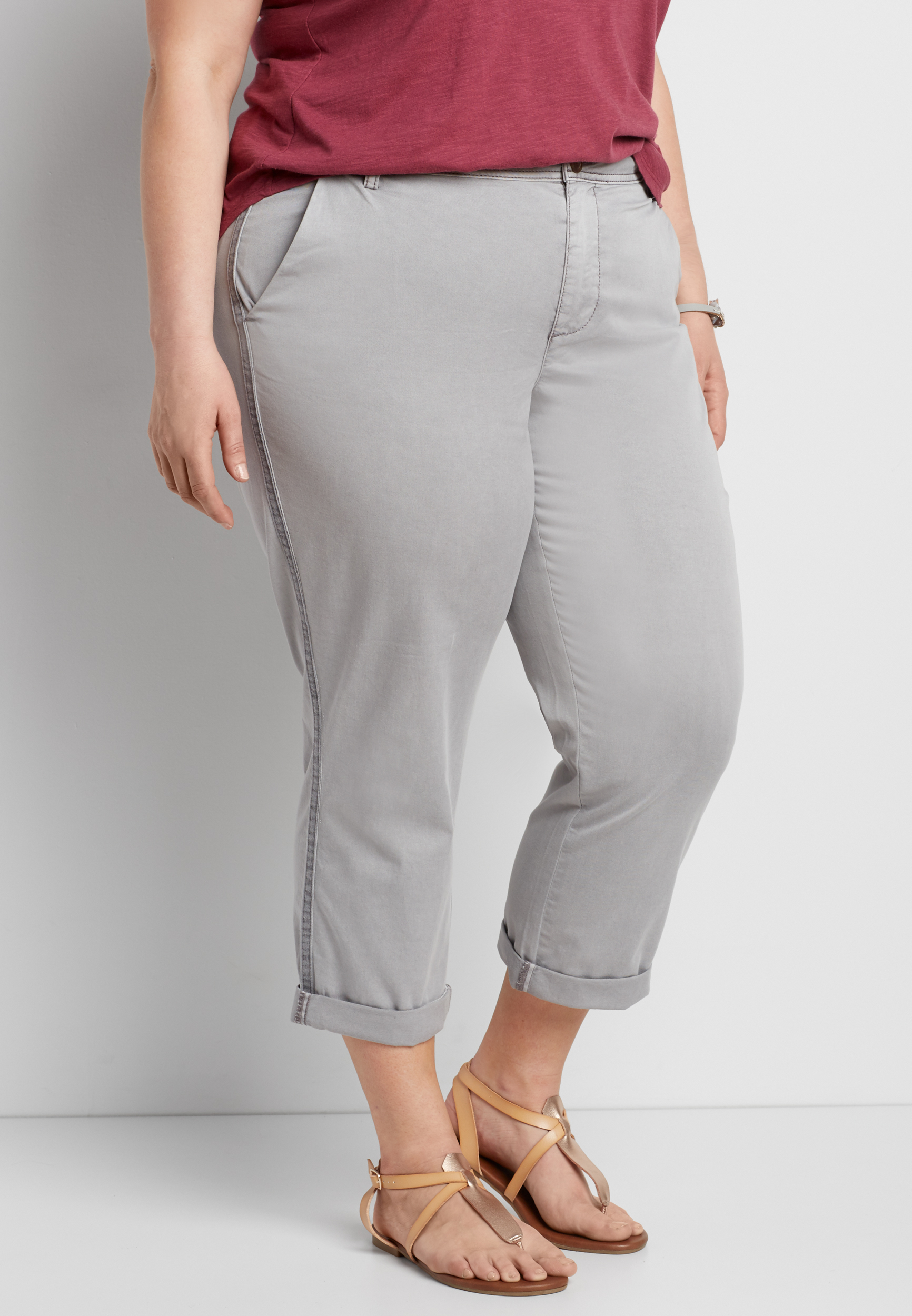 plus size slouchy chino crop pant maurices