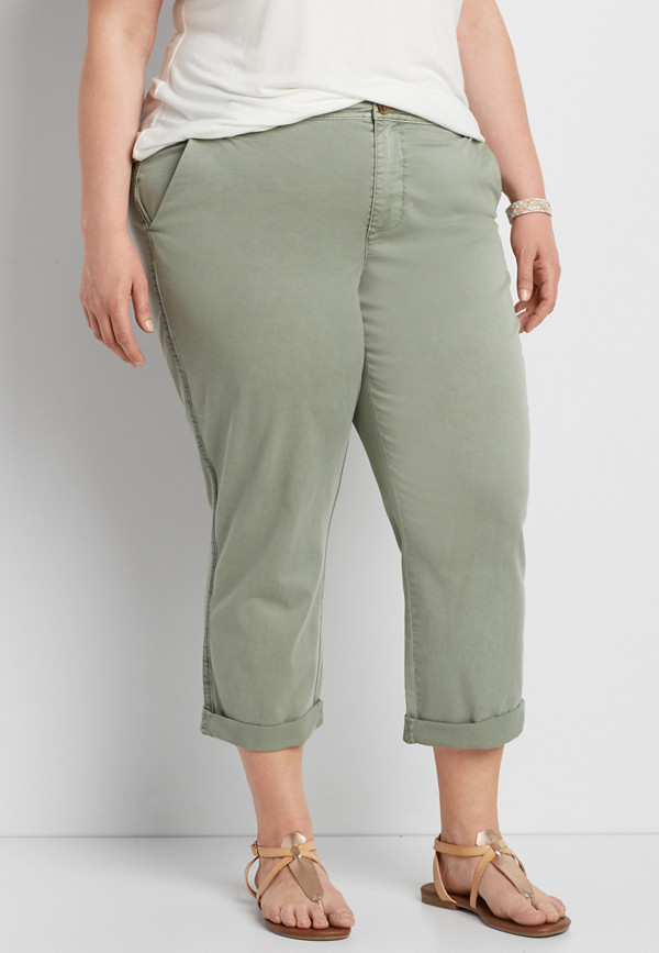 plus size slouchy chino crop pant | maurices