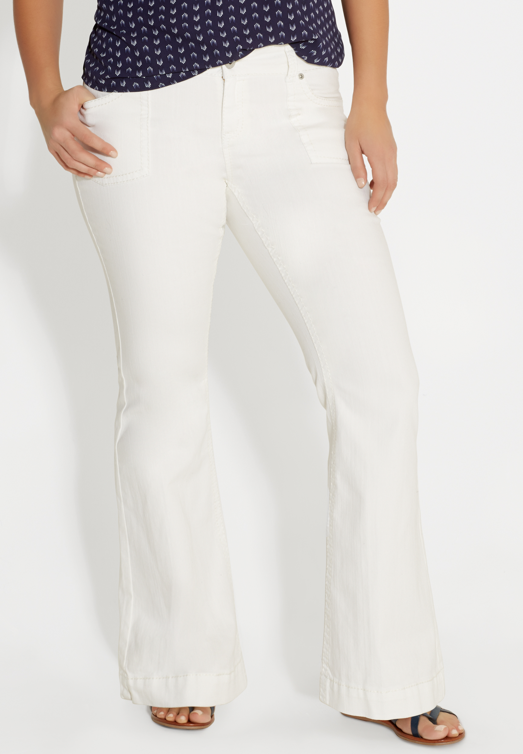 Plus Size White Flare Denim Buy White Plus Size Bootcut Jeans